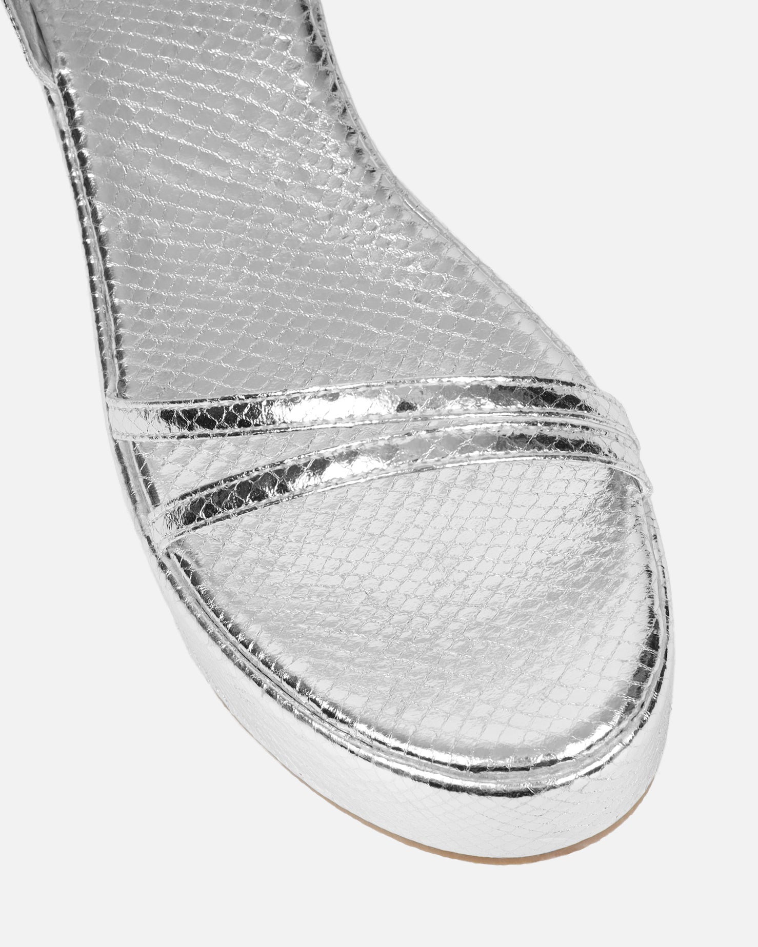 Mazey Silver Snake Effect Flatform Sandals