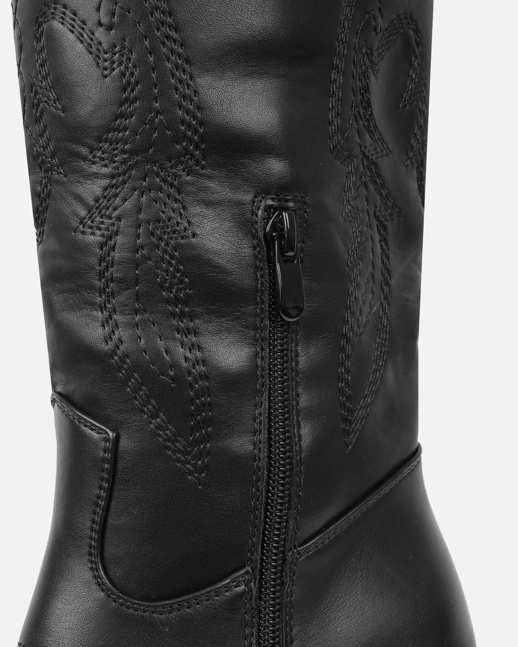 Millan Black Block Heel Calf Western Boots