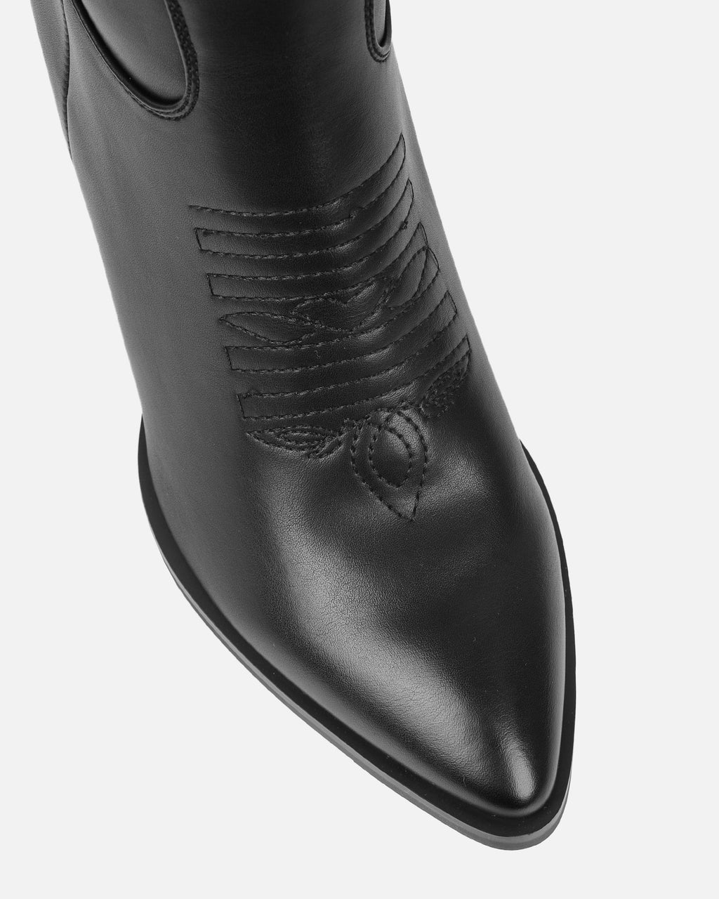 Millan Black Block Heel Calf Western Boots