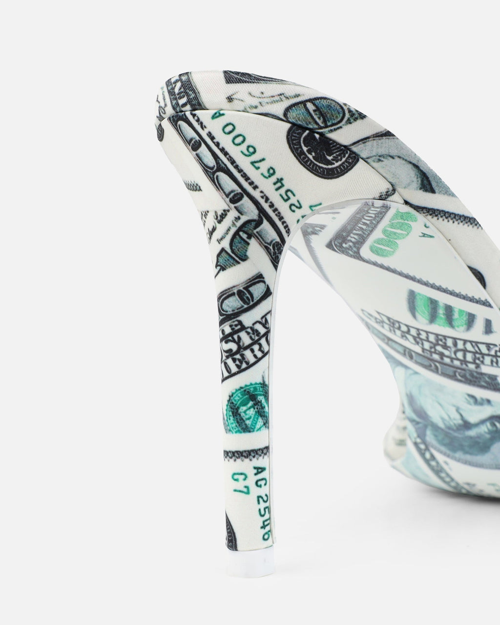 Millionaire Green Dollar Print Perspex Mule Sandals