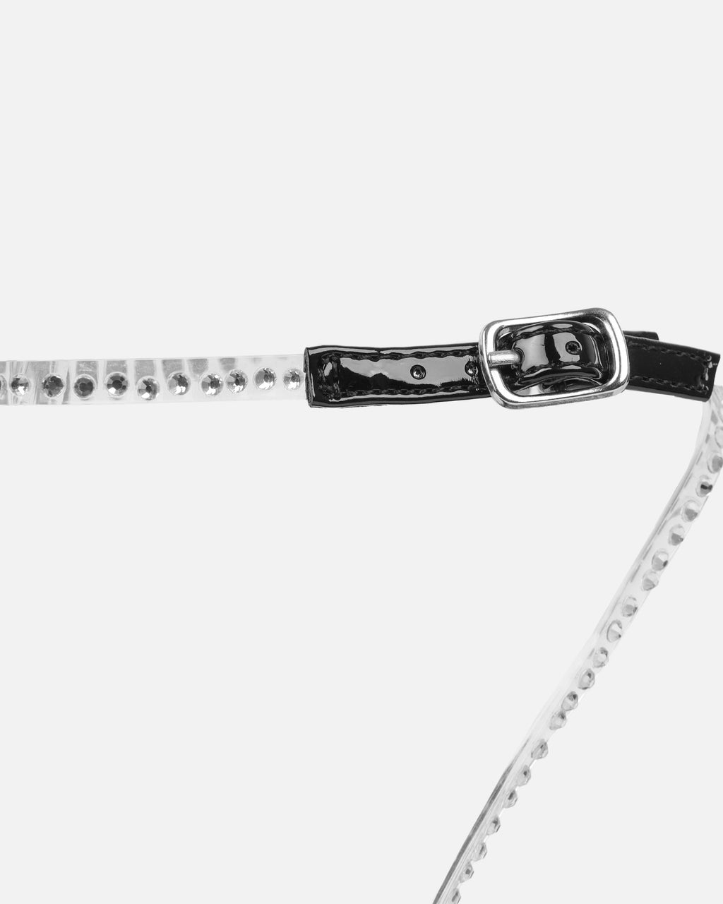 Mimi Black Clear Diamante Low Heeled Sandals