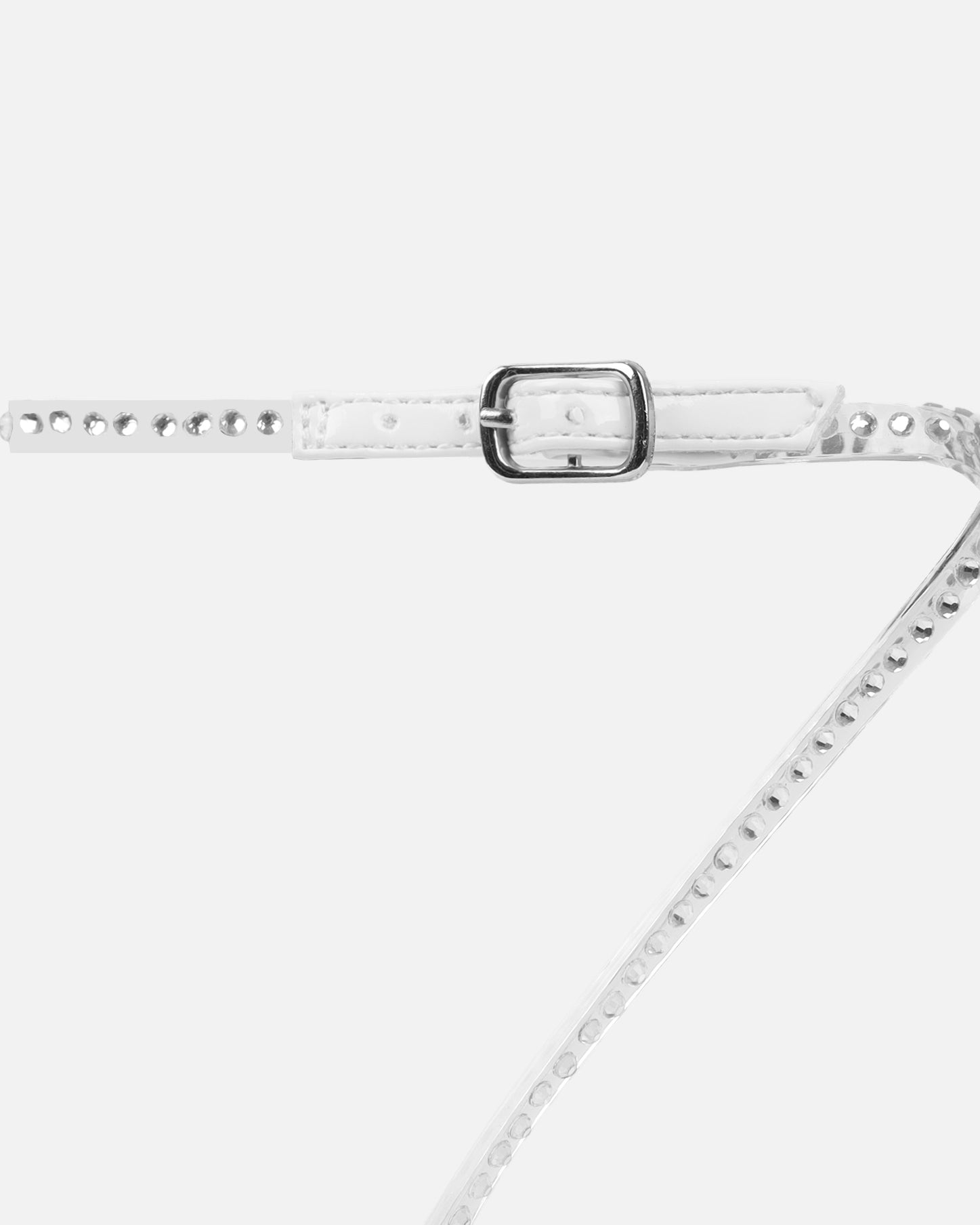 Mimi White Clear Diamante Low Heeled Sandals