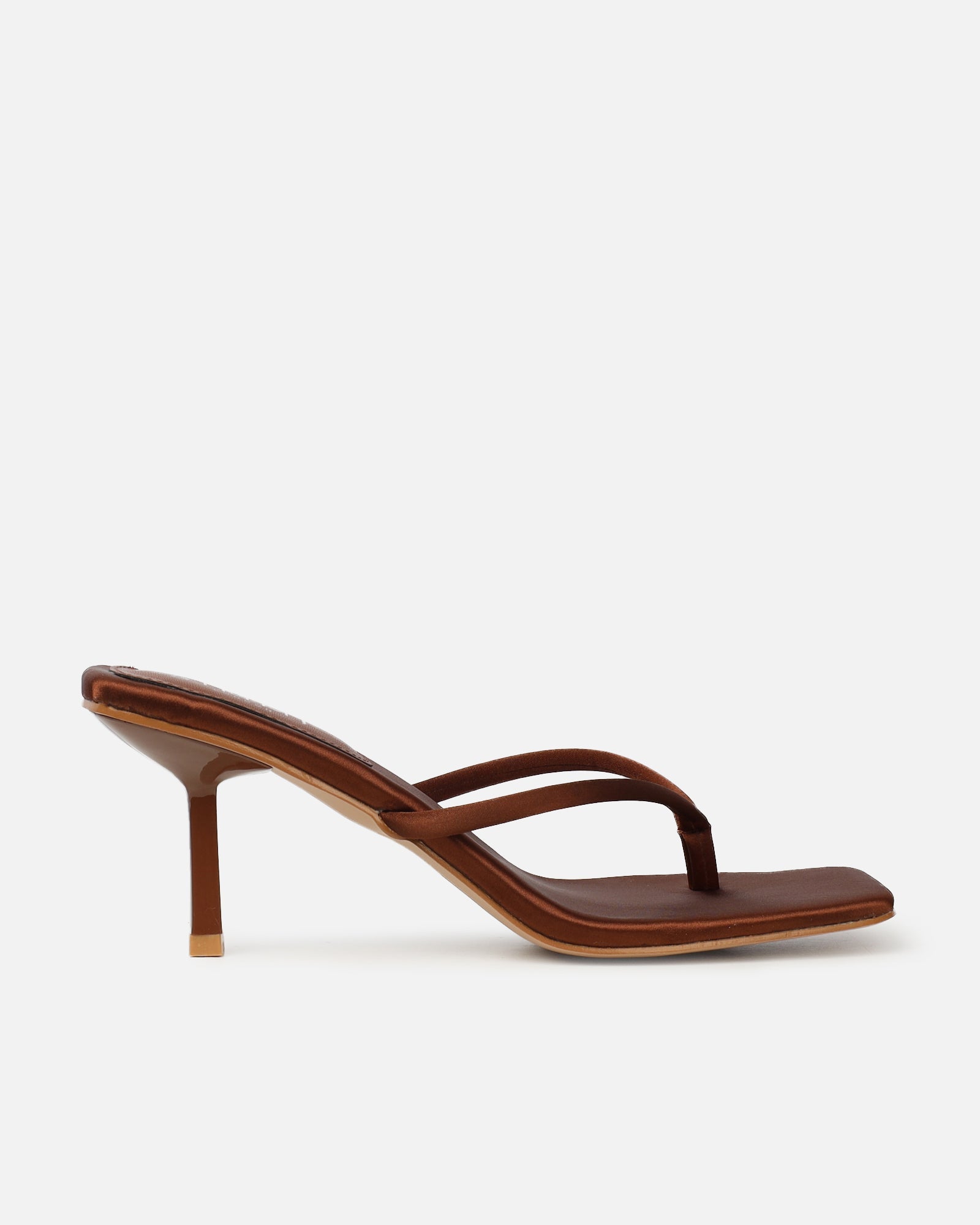 Melba Chocolate Brown Satin Toe Post Sandals