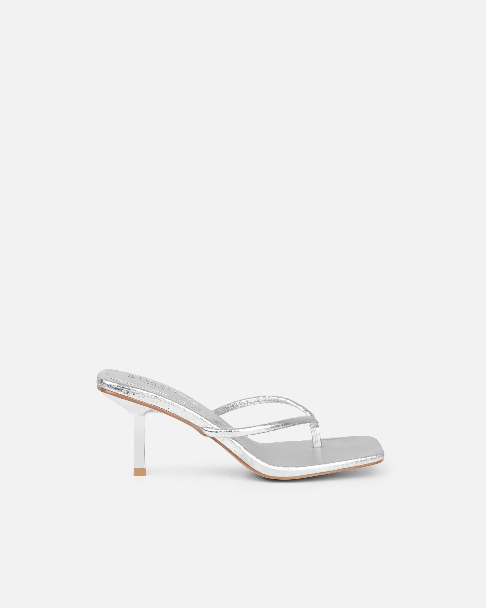 Melba Silver Crackle Padded Toe Post Sandals