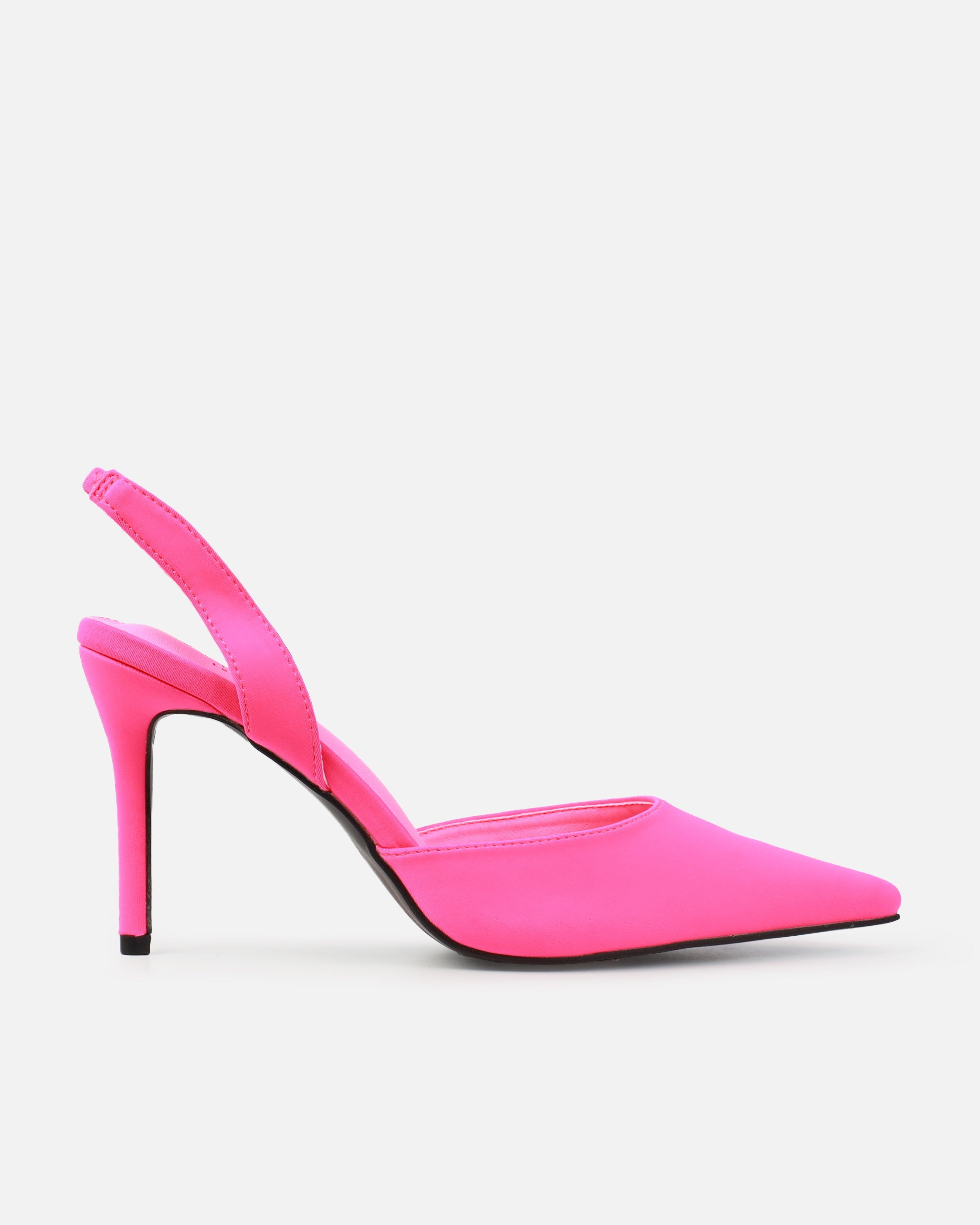 Mitra Pink Lycra Slingback Mid Heel Courts