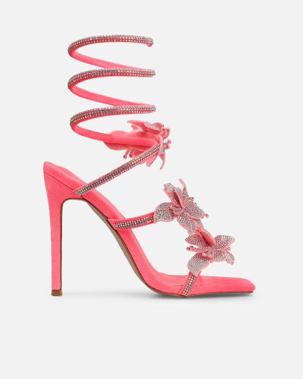 Marium Pink Spiral Flower Heeled Sandals