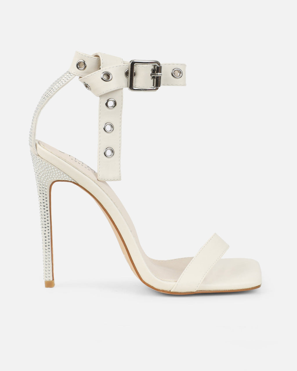Rivka Stone Diamante Buckle Detail Heeled Sandals
