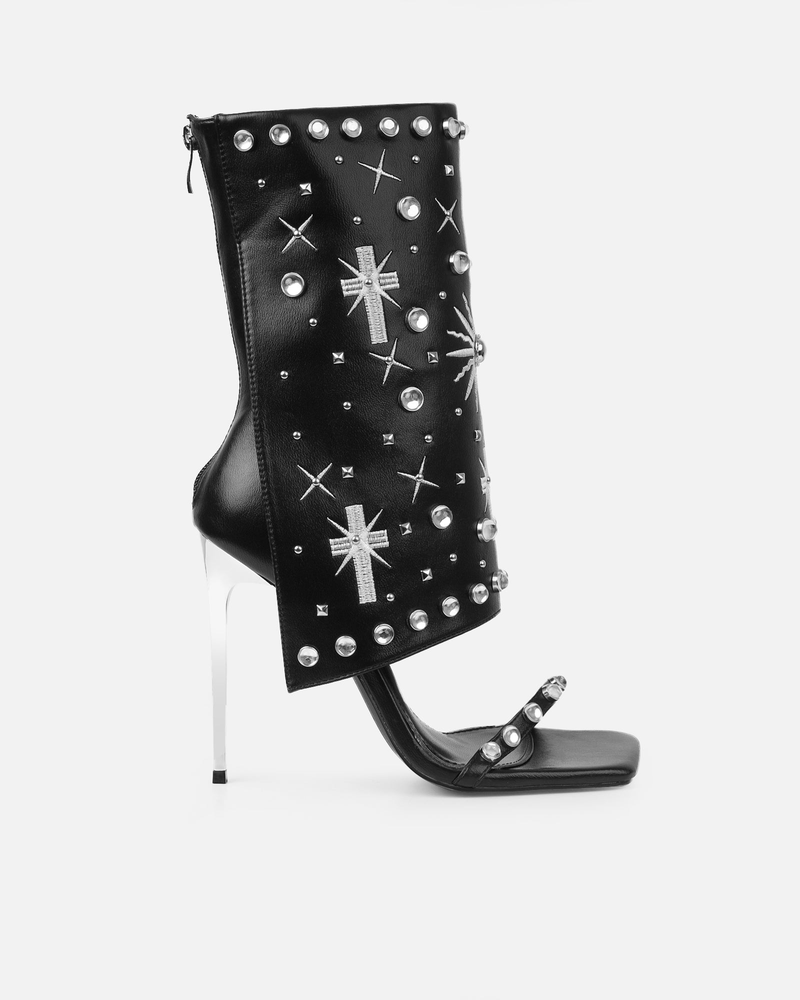 Massimo Black Stud Detail Stiletto Heeled Sandals