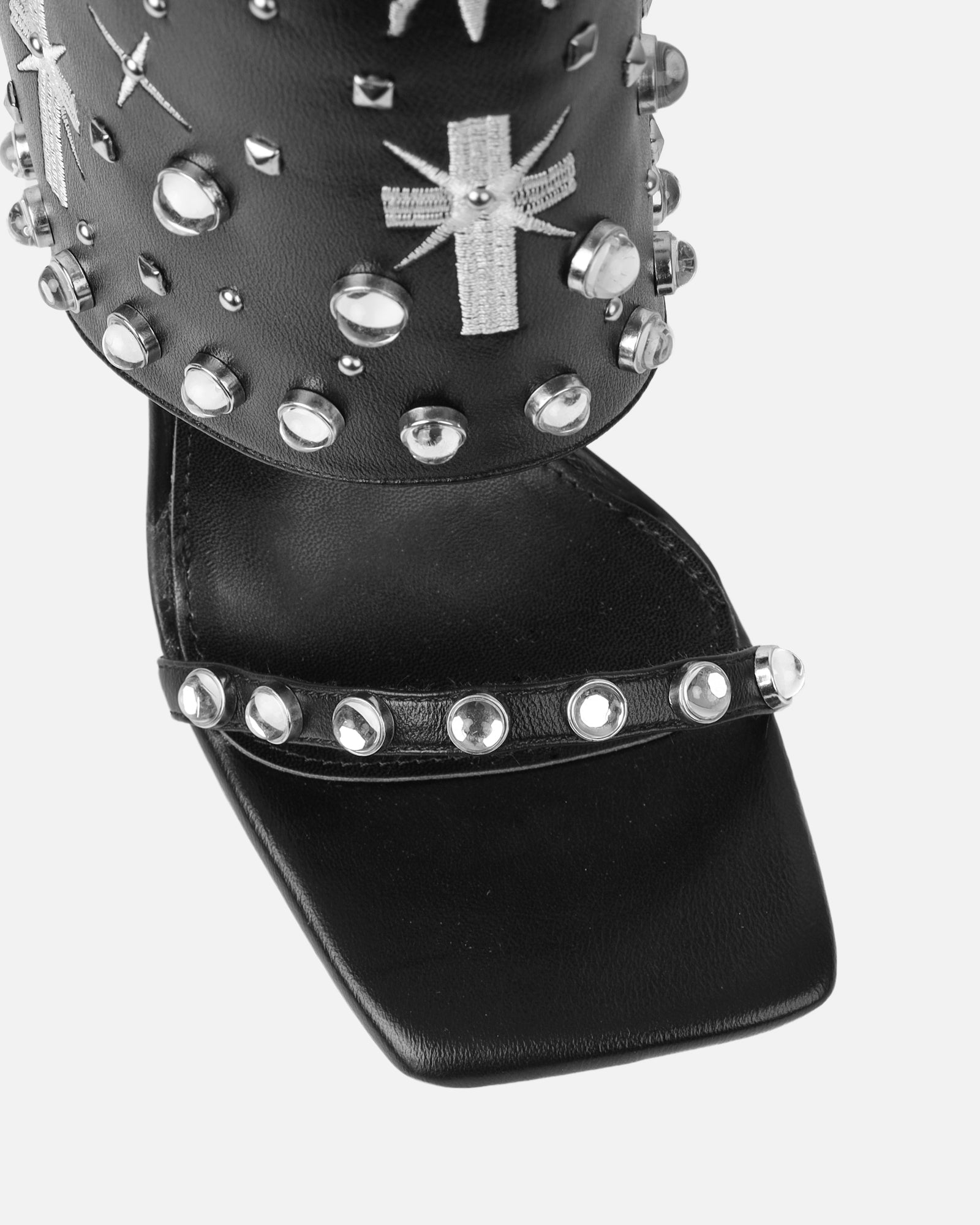 Massimo Black Stud Detail Stiletto Heeled Sandals