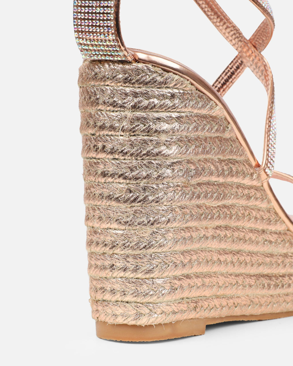 Missy Rose Gold Diamante Wedge Espadrille Sandals