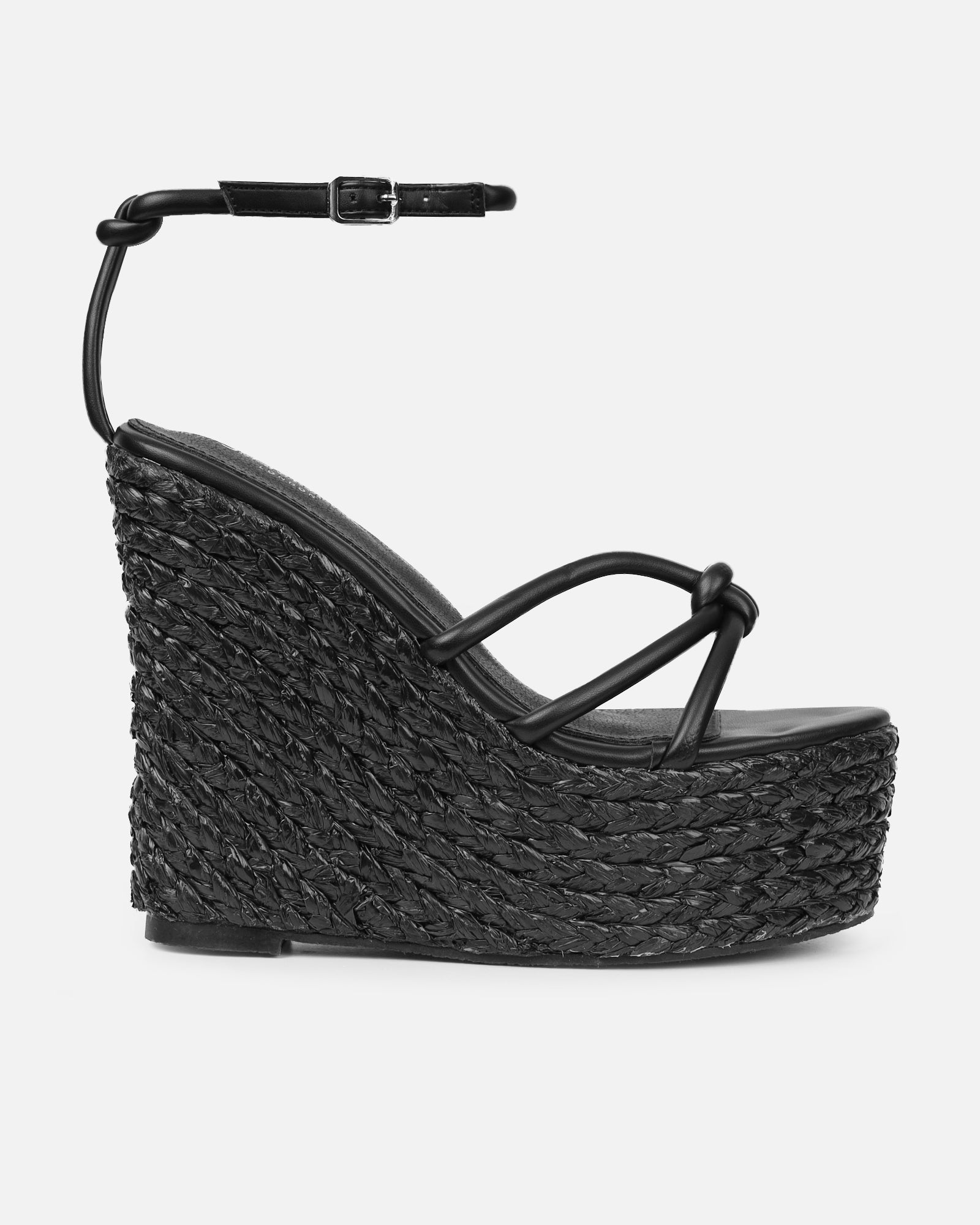 Monii Black Colour Espadrille Wedges