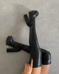Remmie Black Stretch Chunky Over The Knee Boots