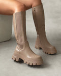 Myles Beige Fat Over the Knee Boots