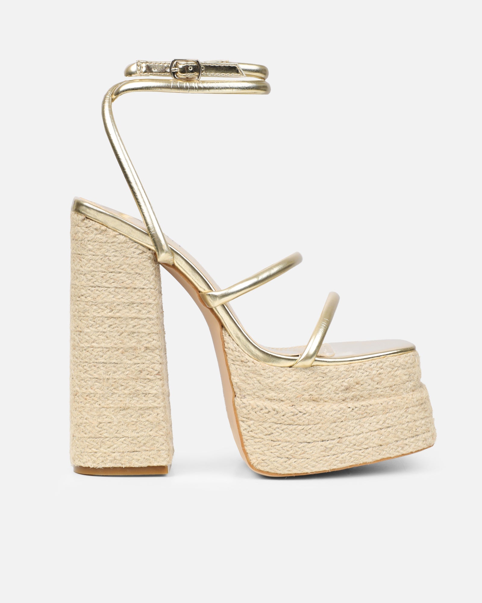 Nadima Gold Metallic Platform Espadrille Sandals