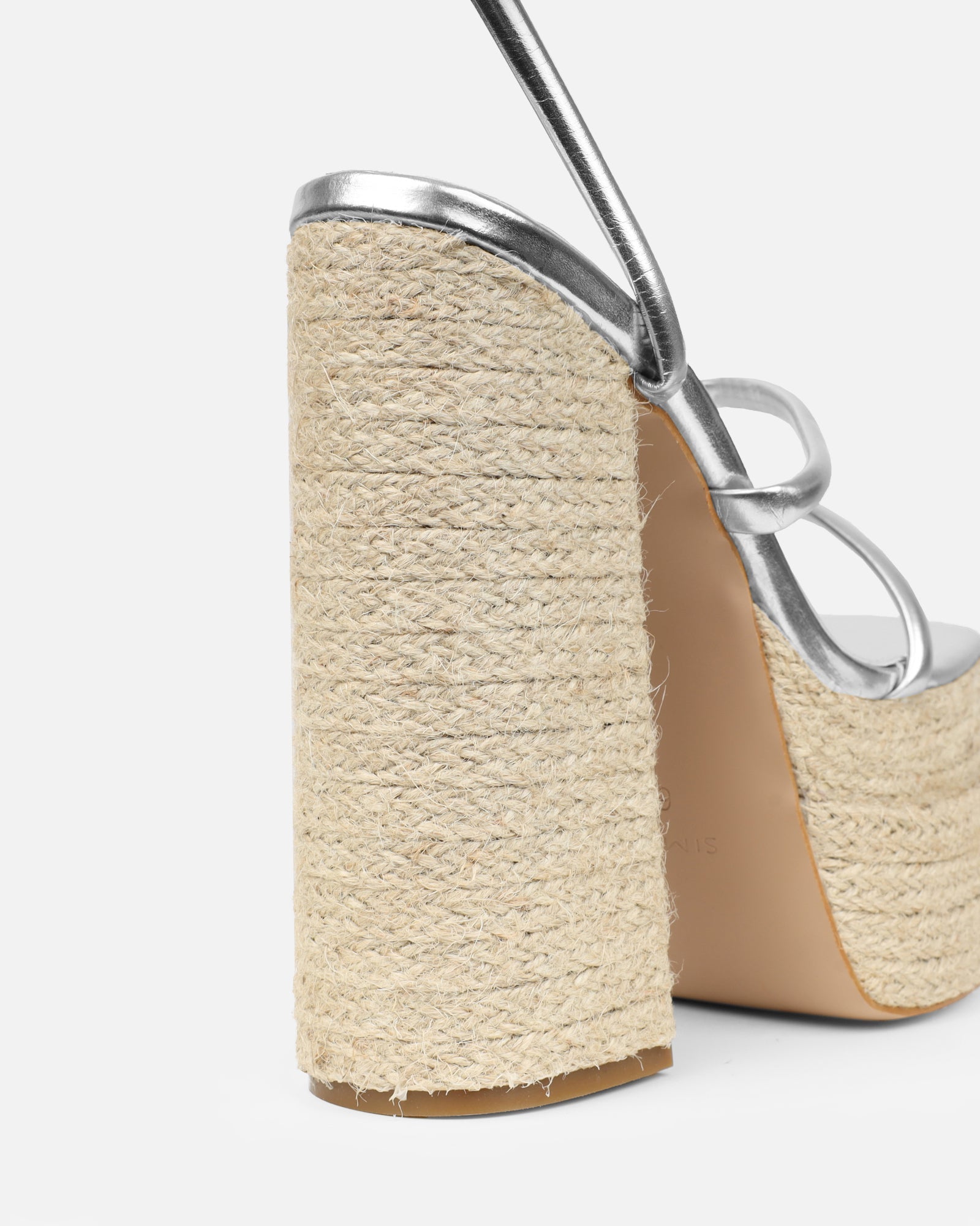 Nadima Silver Metallic Platform Espadrille Sandals