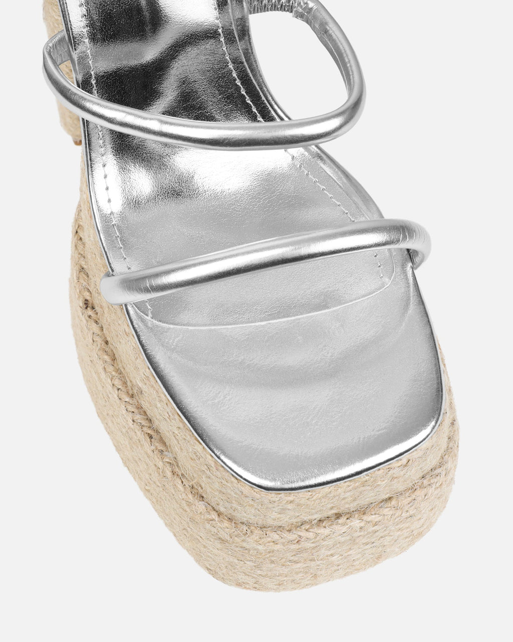 Nadima Silver Metallic Platform Espadrille Sandals