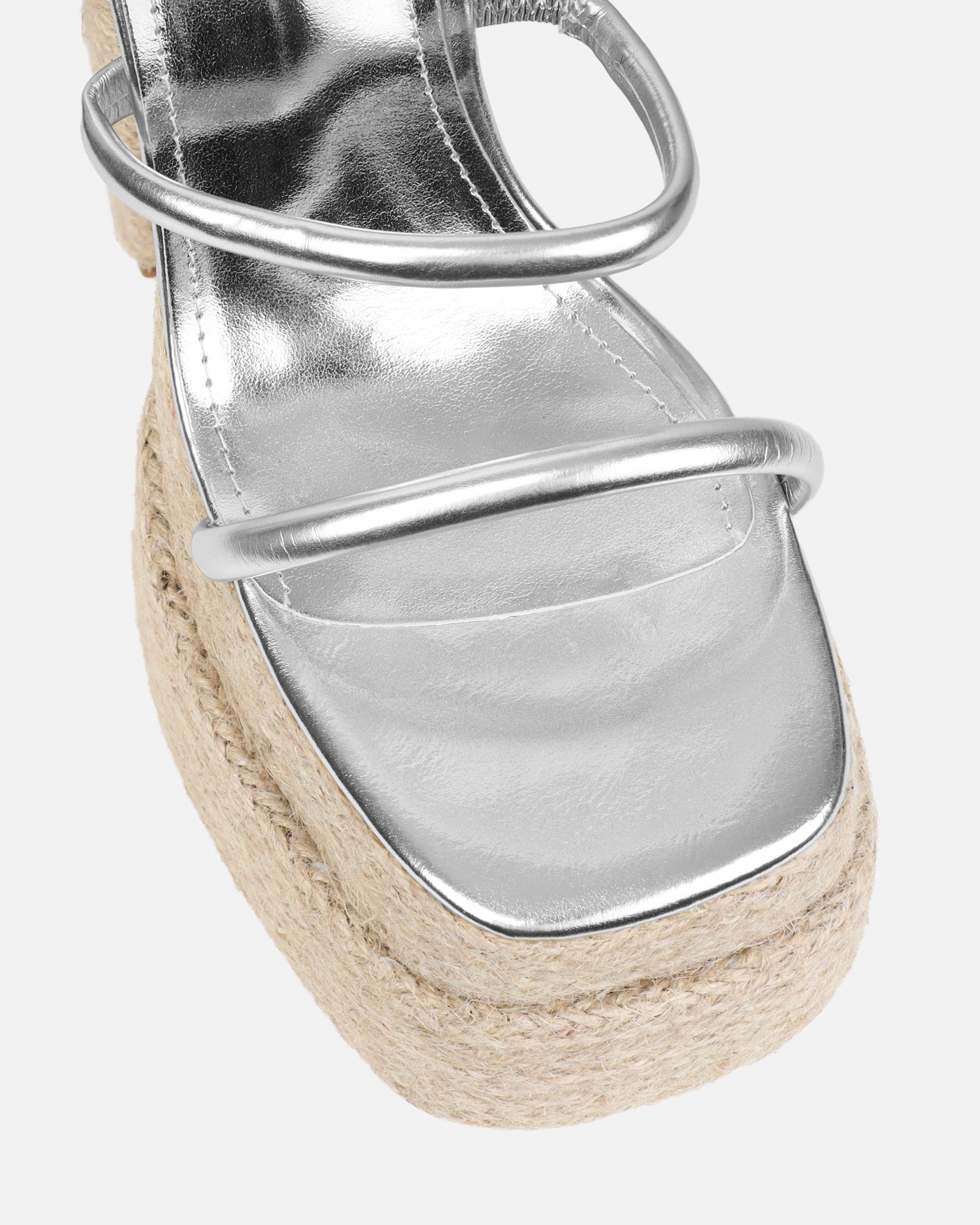 Nadima Silver Metallic Platform Espadrille Sandals