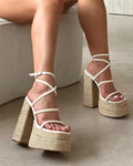 Nadima White Platform Espadrille Sandals