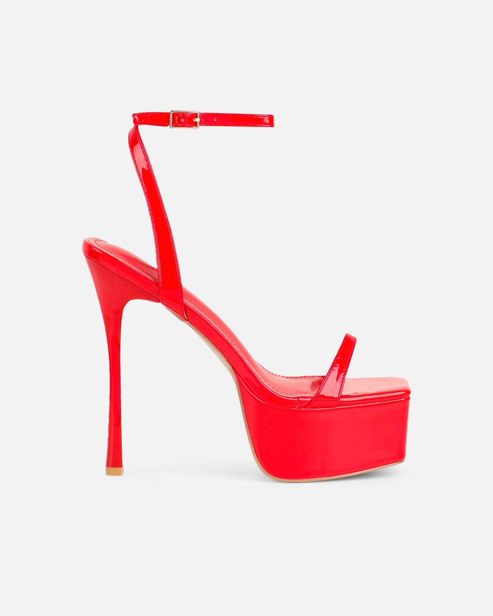 Nalai Red Patent Platform Heeled Sandals