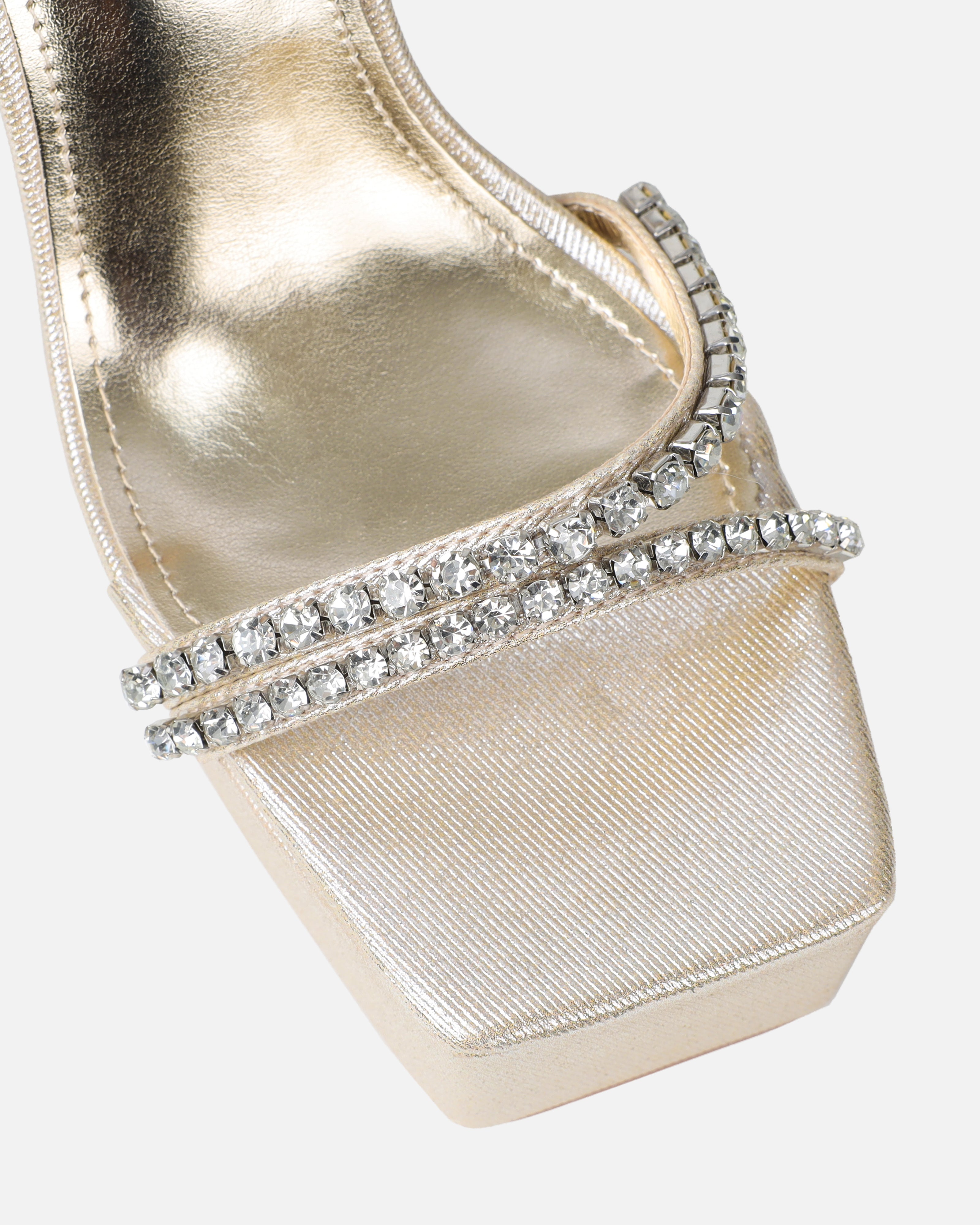 Millie Gold Shimmer Diamante Platform Heeled Sandals