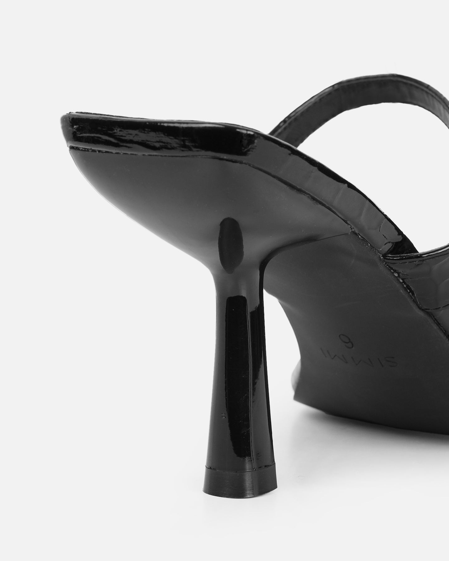 Natori Black Patent Croc Mid Heeled Sandals