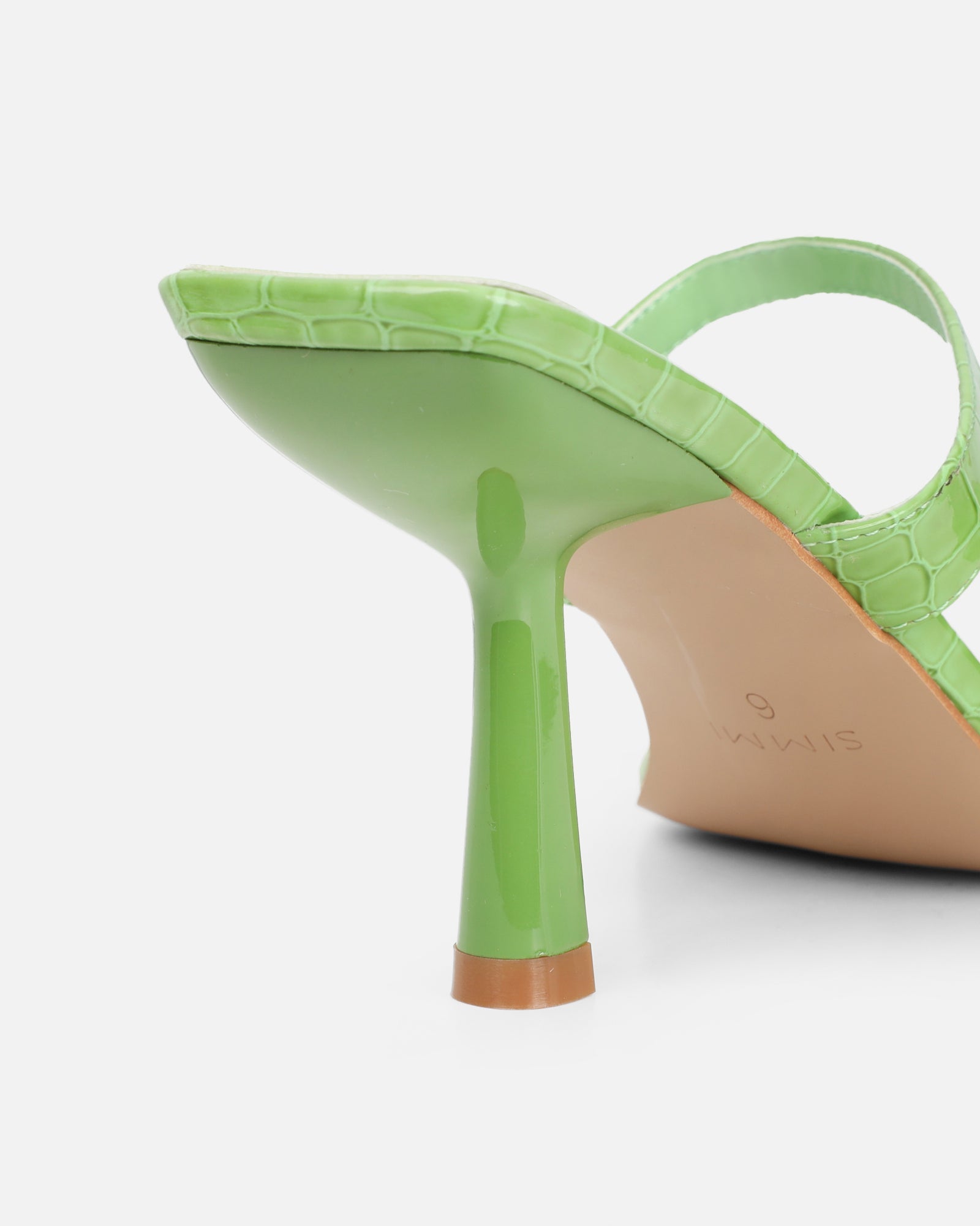 Natori Green Patent Croc Mid Heeled Sandals