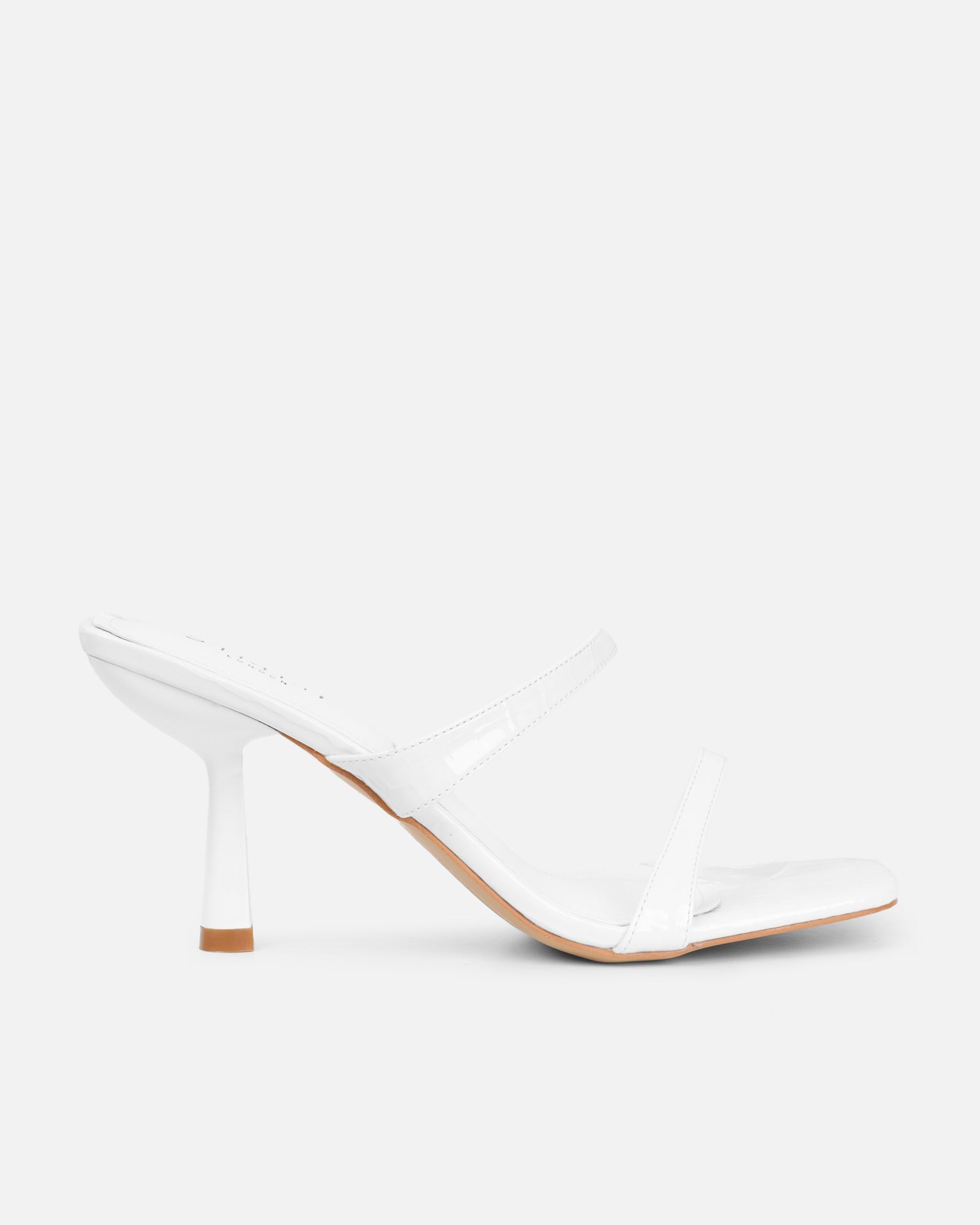 Natori White Patent Croc Mid Heeled Sandals