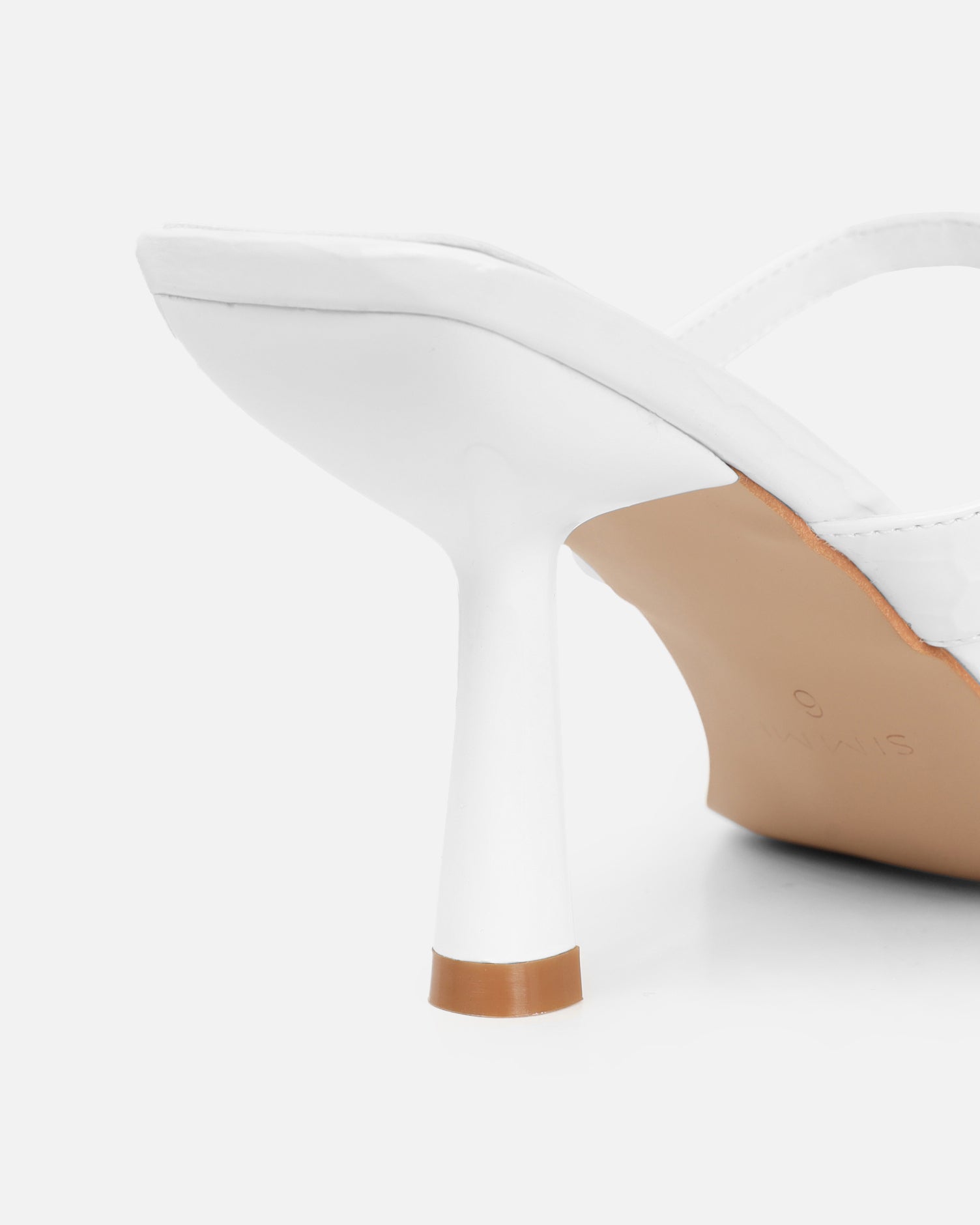 Natori White Patent Croc Mid Heeled Sandals