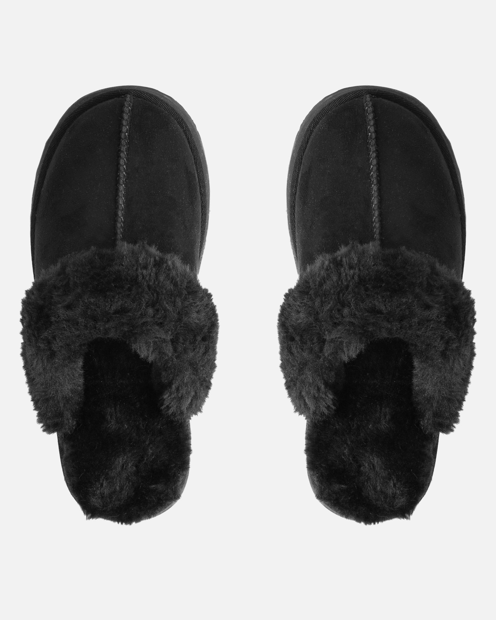 Navy Black Faux Suede Flatform Mules