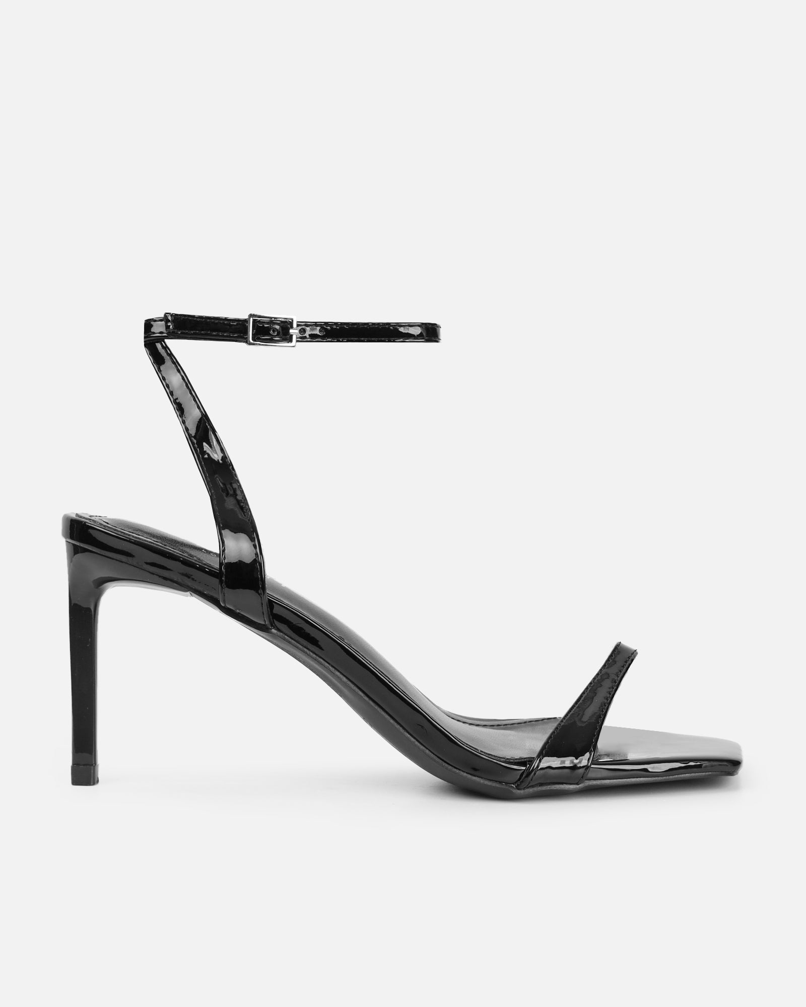 Neah Black Patent Minimal Heeled Sandals