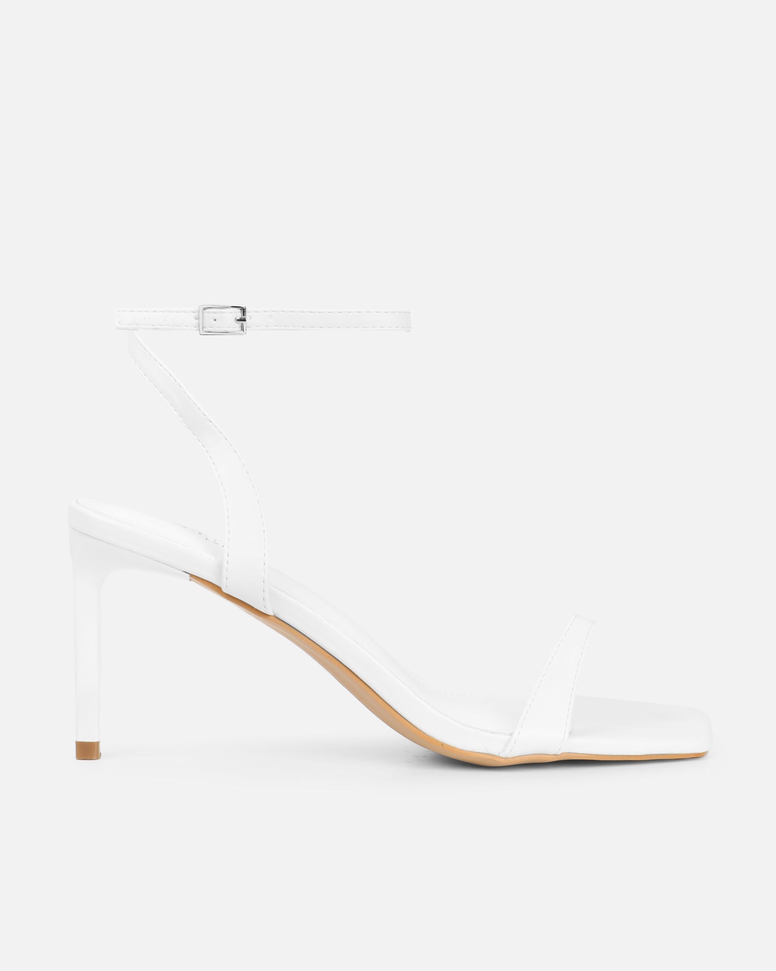 Neah White Minimal Heeled Sandals