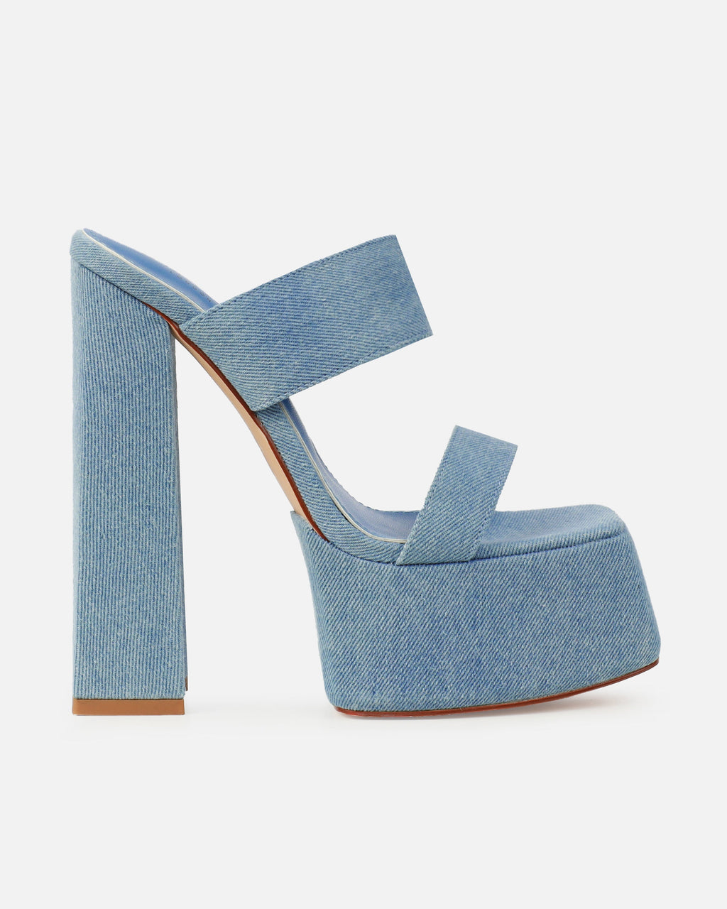 Freyja Washed Denim Platform Heeled Sandals