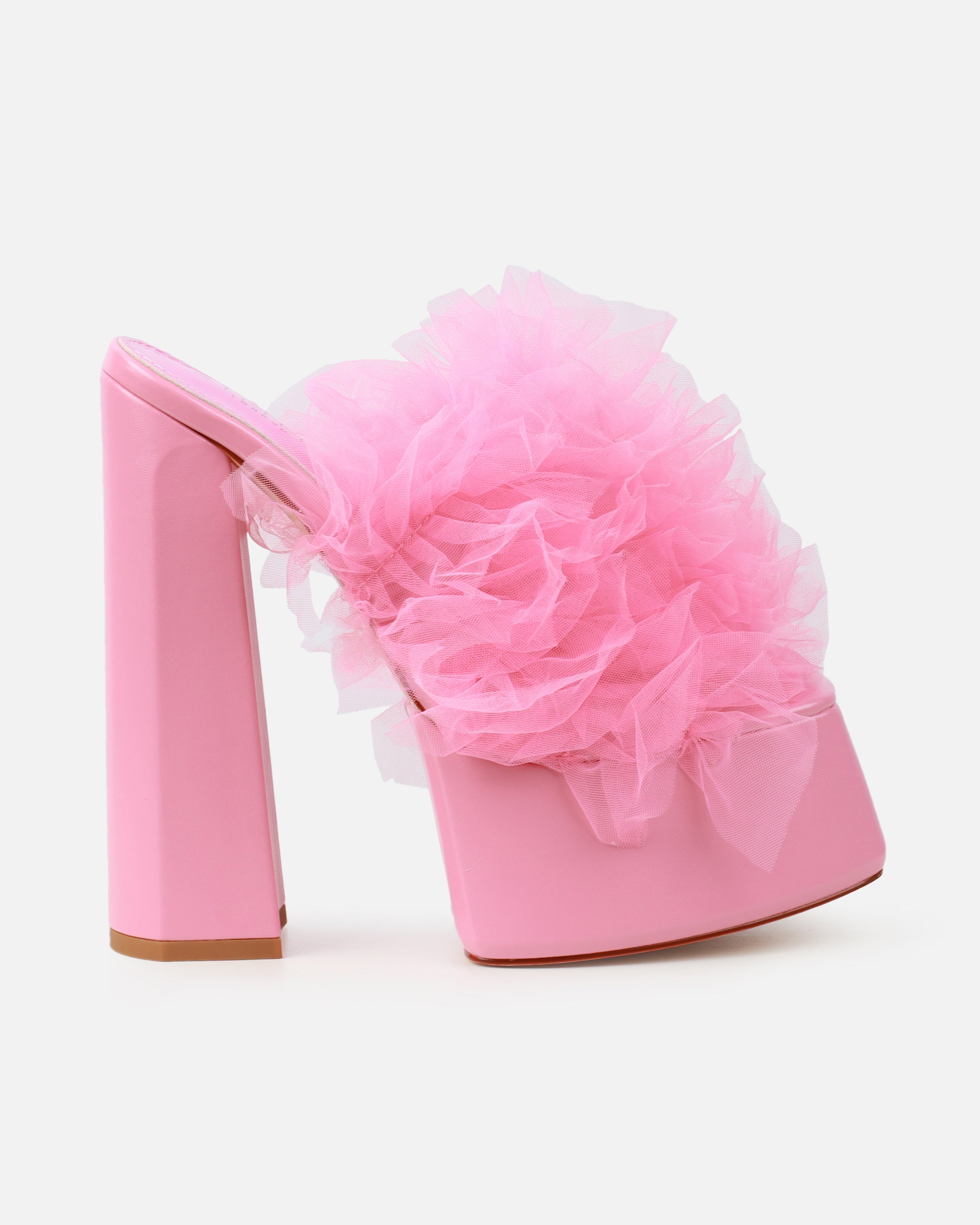 Jesse Pink Tulle Platform Heeled Sandals