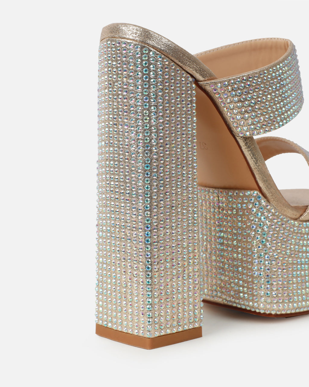 Melodie Gold Metallic Diamante Platform Sandals