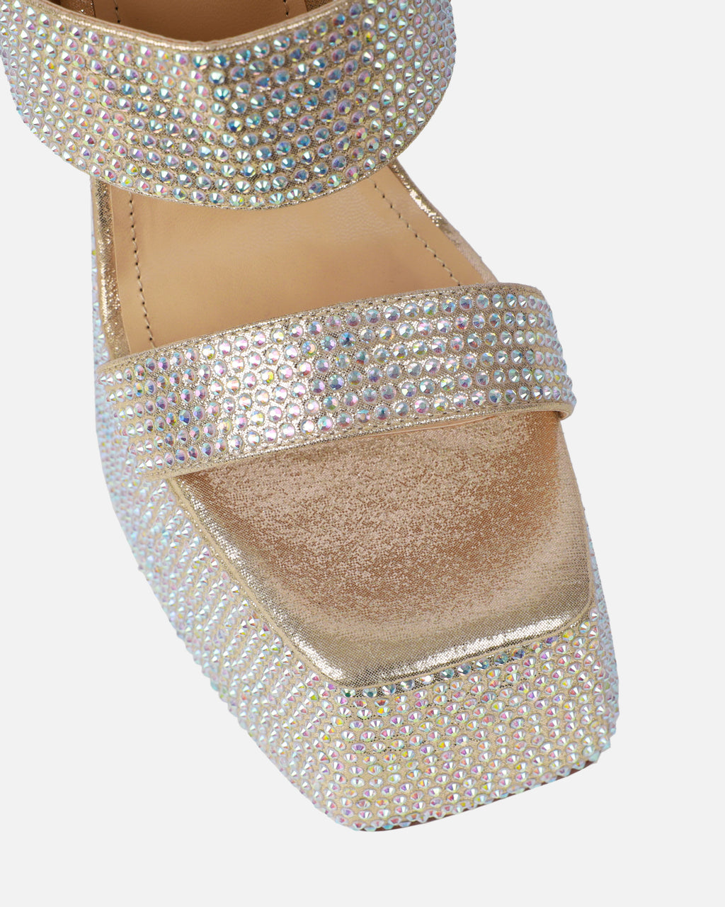 Melodie Gold Metallic Diamante Platform Sandals