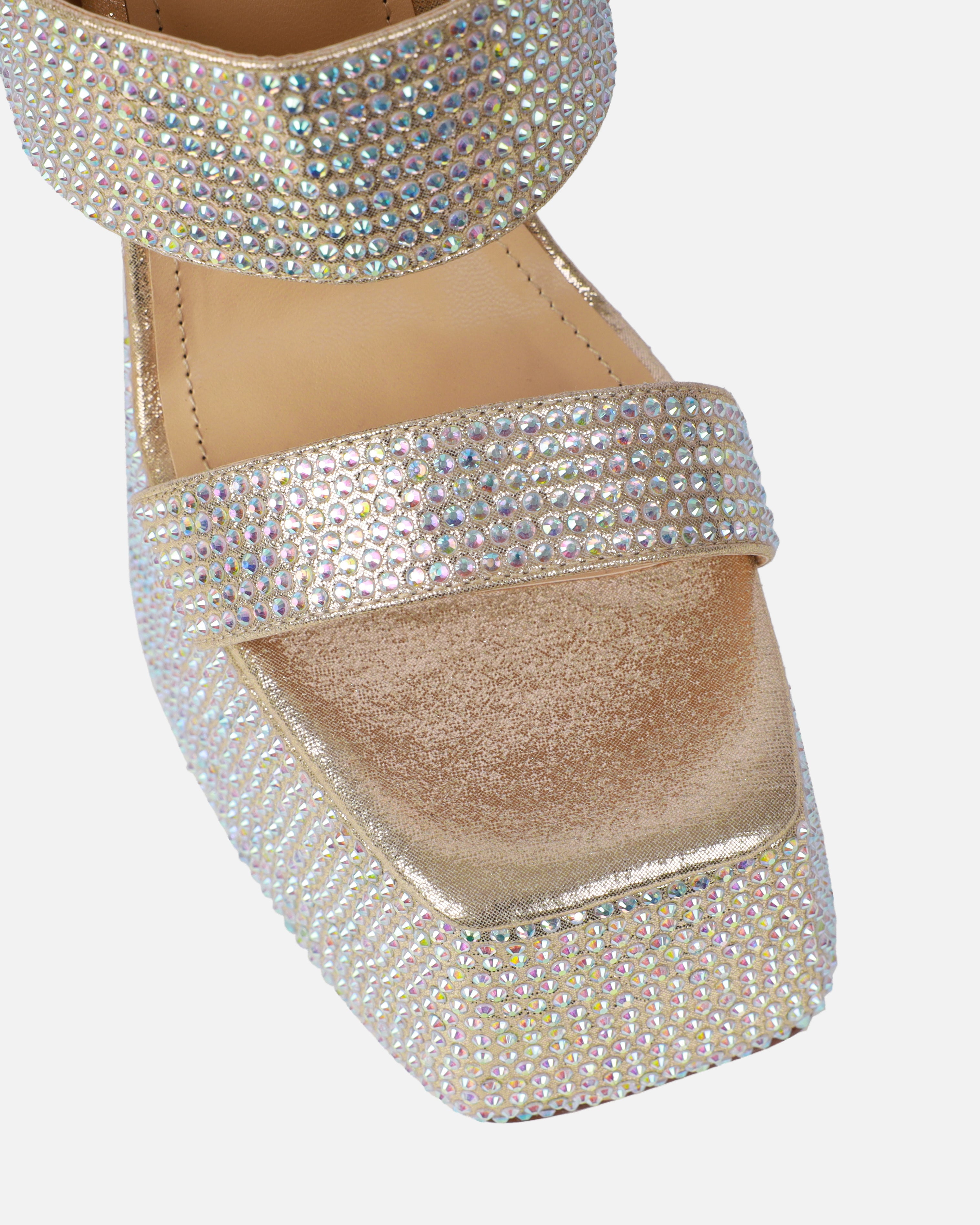 Melodie Gold Metallic Diamante Platform Sandals