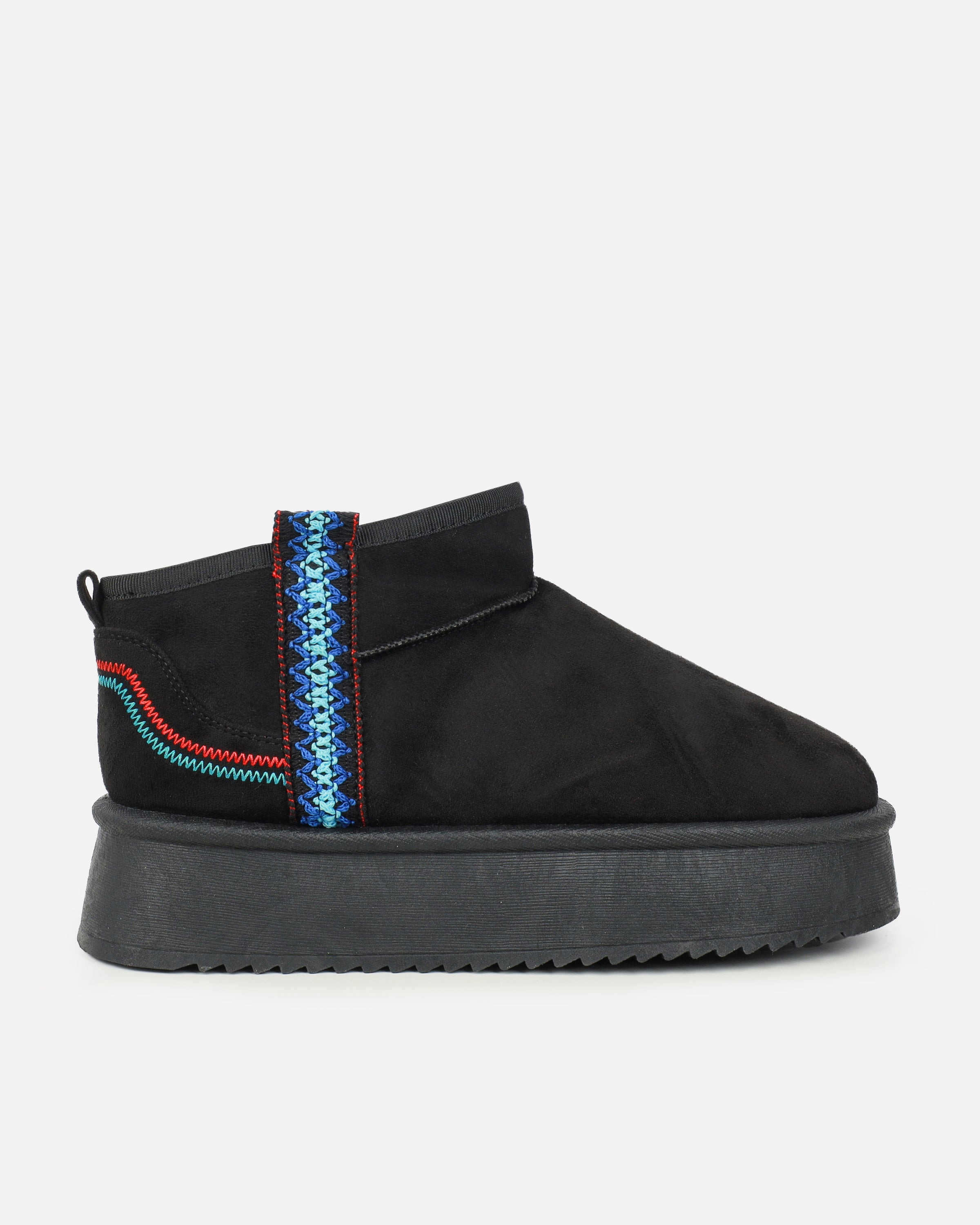 Louie Black Faux Suede Flatform Boots