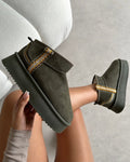 Louie Khaki Faux Suede Flatform Boots