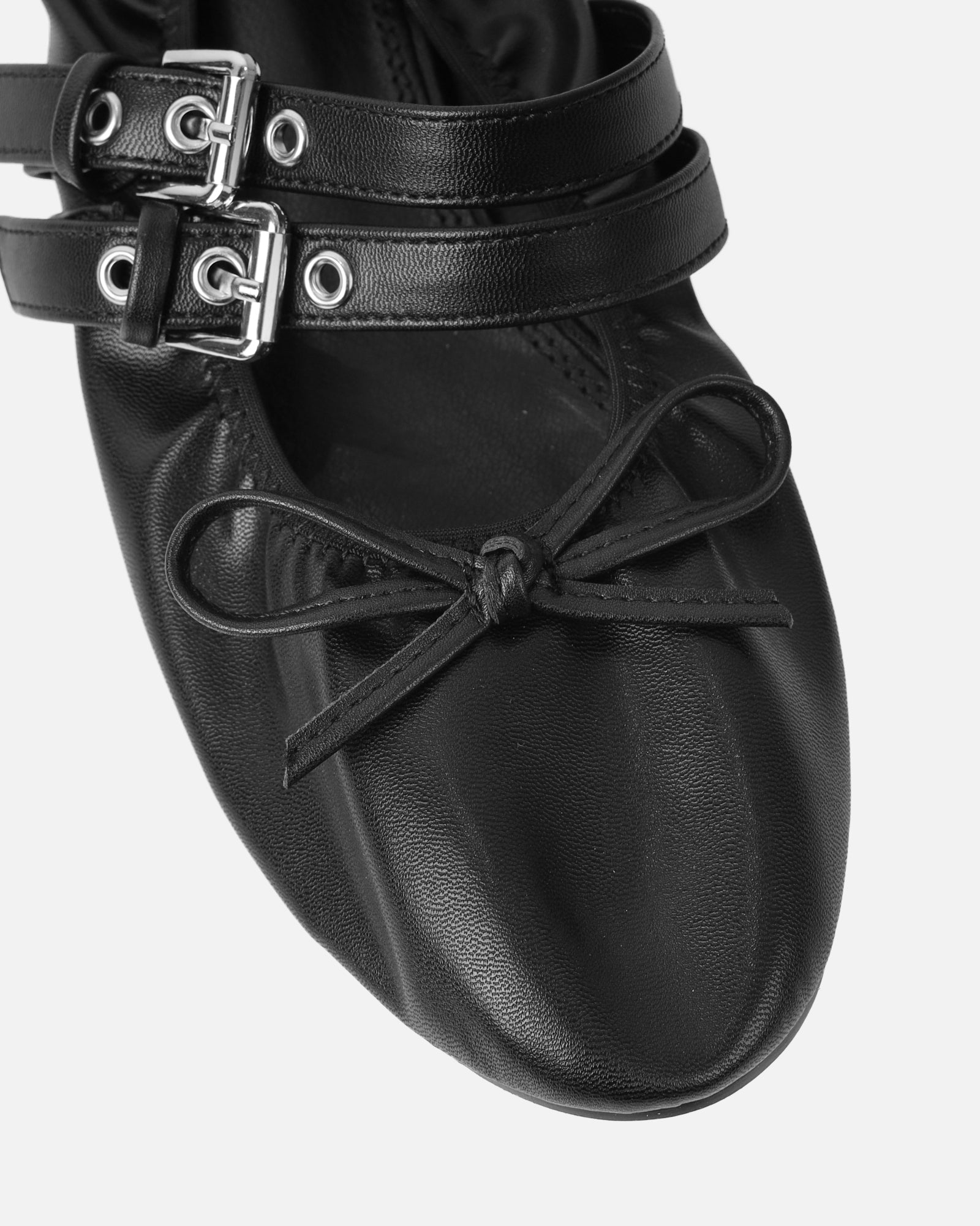 Octavio Black Scrunch Ballet Flats