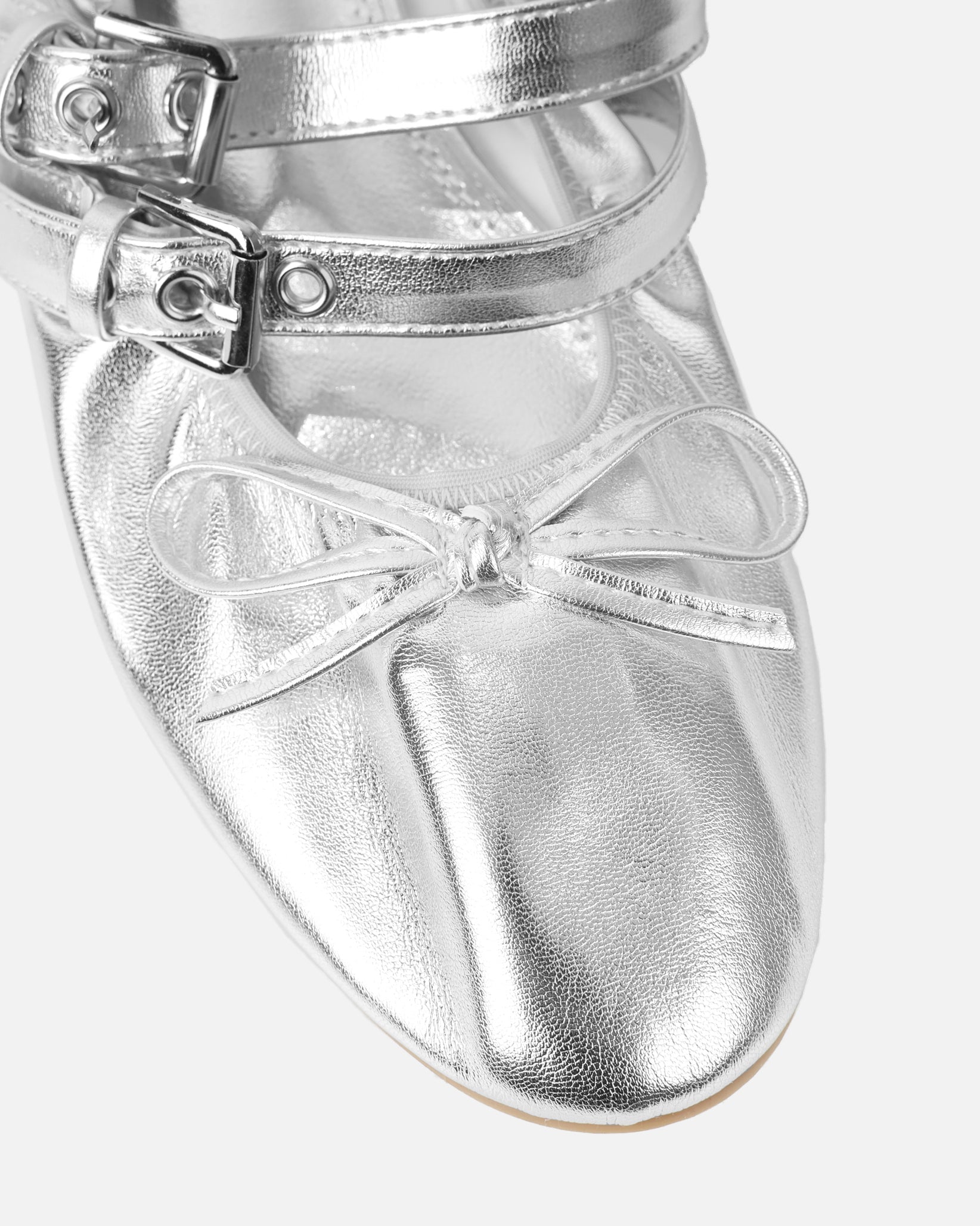 Octavio Silver Metallic Scrunch Ballet Flats