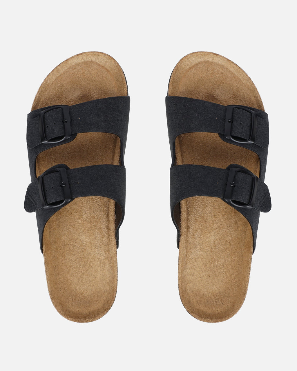 Olsen Black Double Strap Flat Sandals