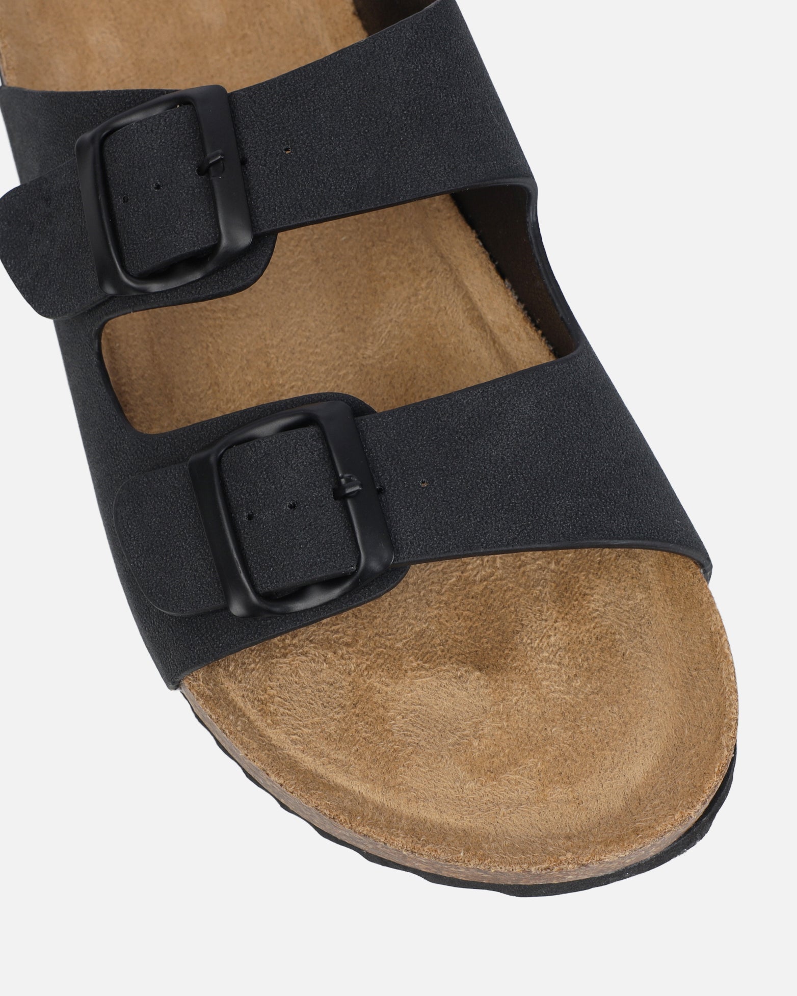 Olsen Black Double Strap Flat Sandals