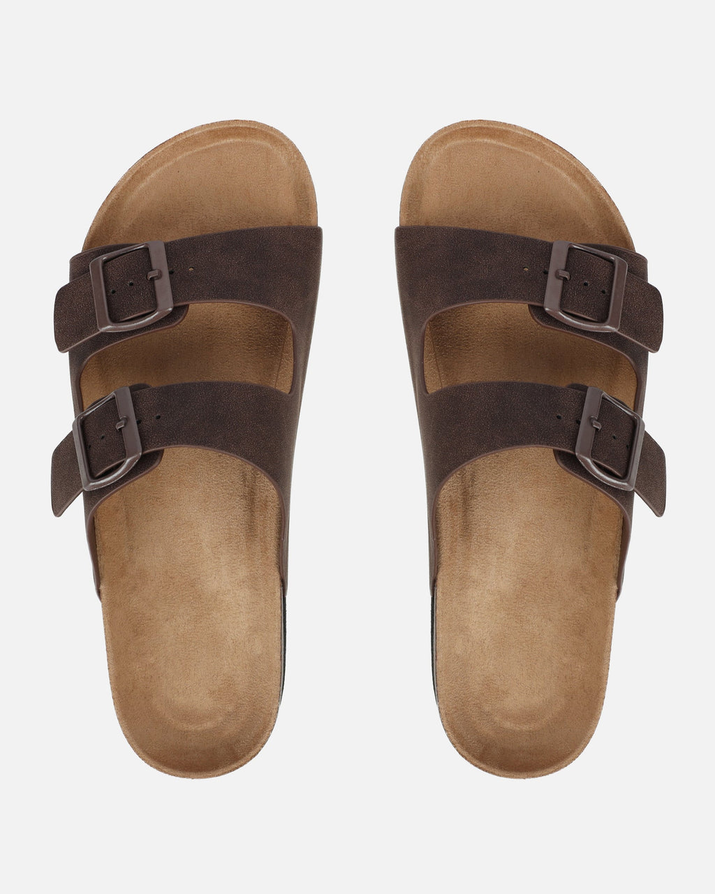 Olsen Chocolate Double Strap Flat Sandals