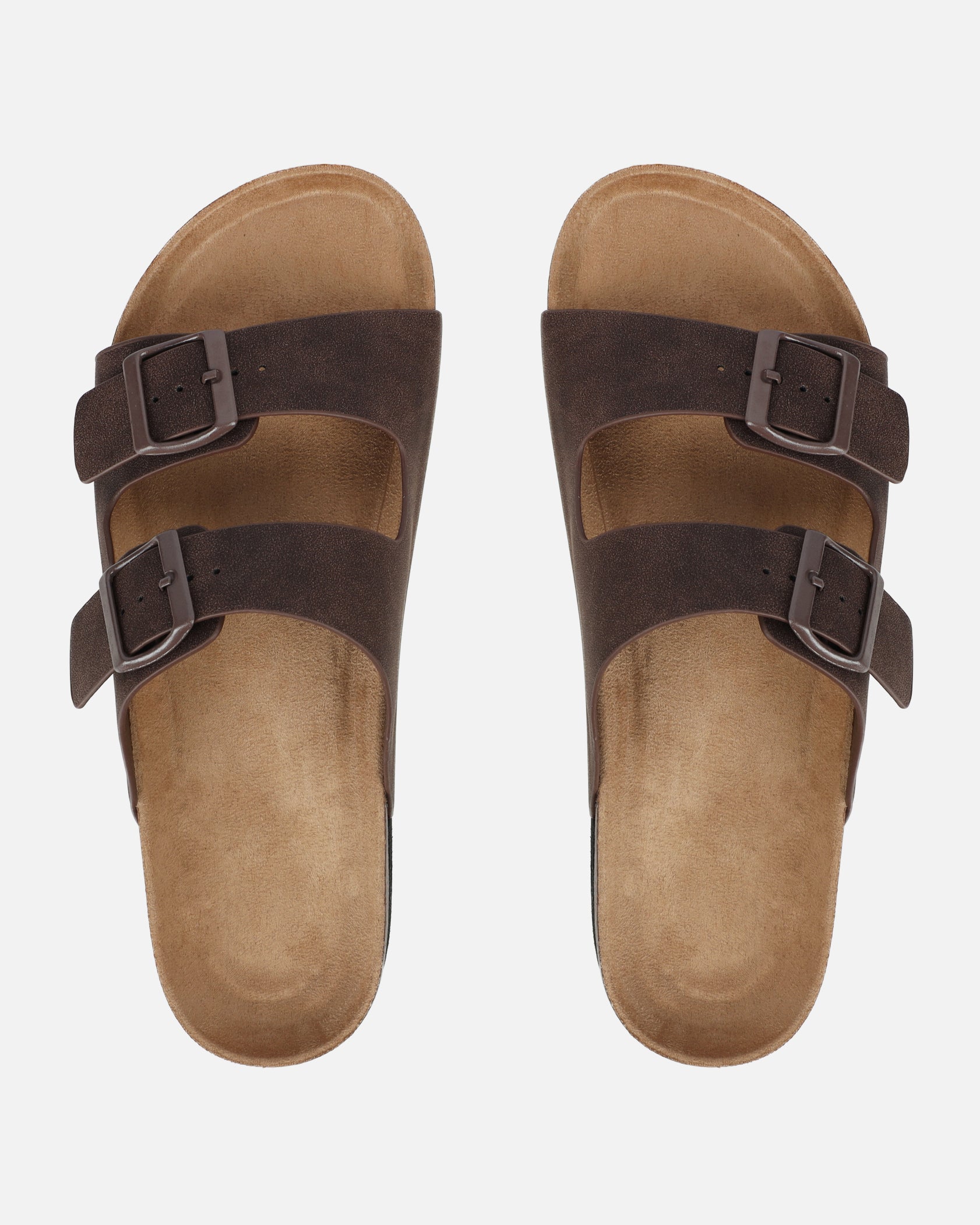 Olsen Chocolate Double Strap Flat Sandals