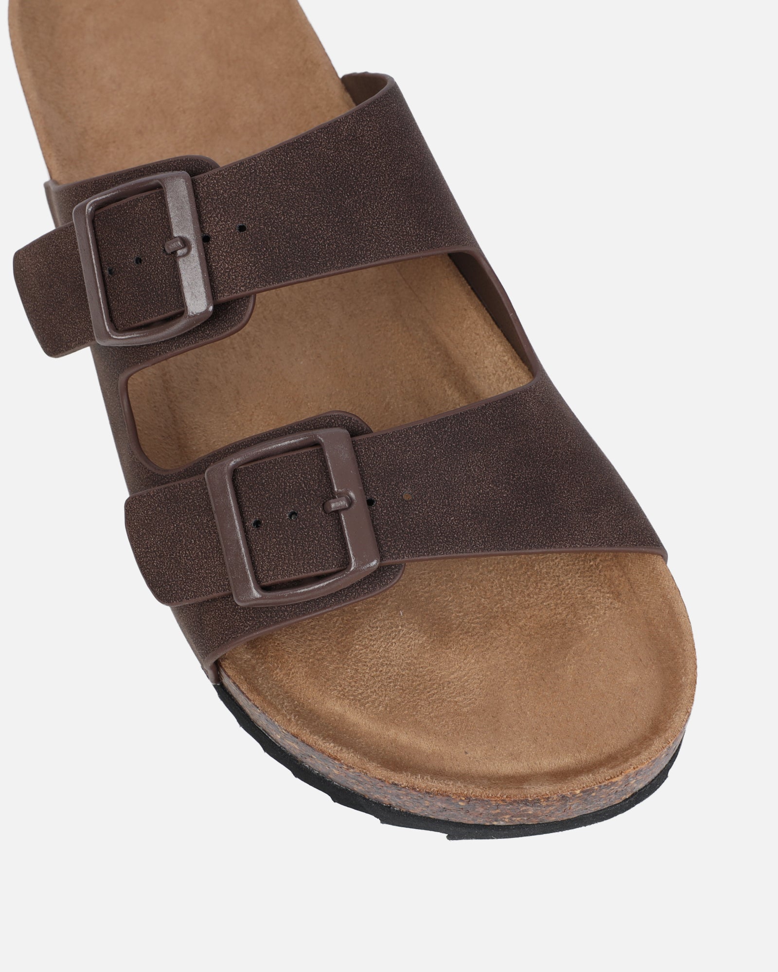 Olsen Chocolate Double Strap Flat Sandals