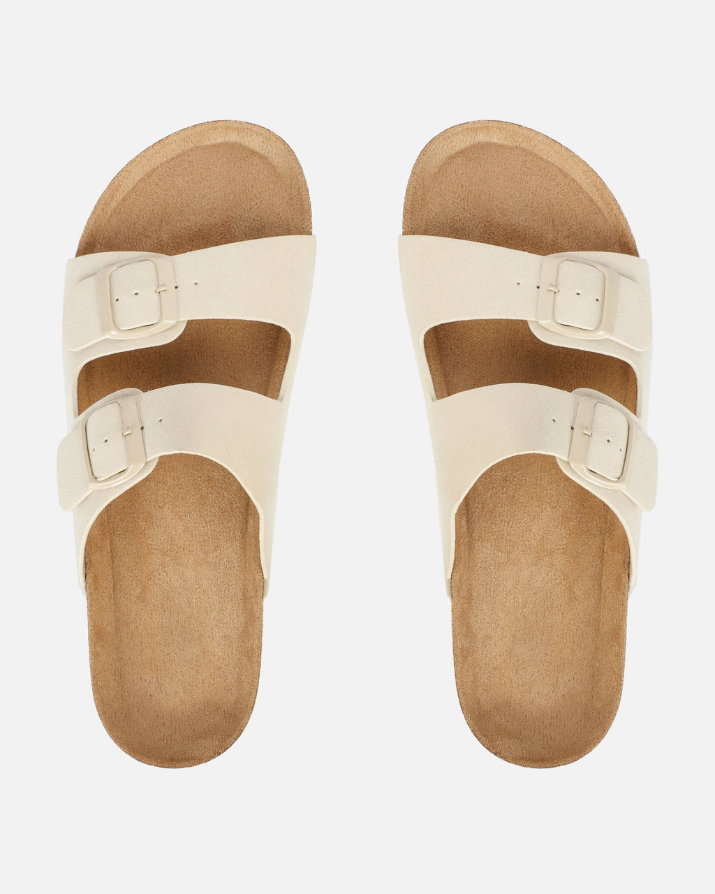 Olsen Cream Double Strap Flat Sandals