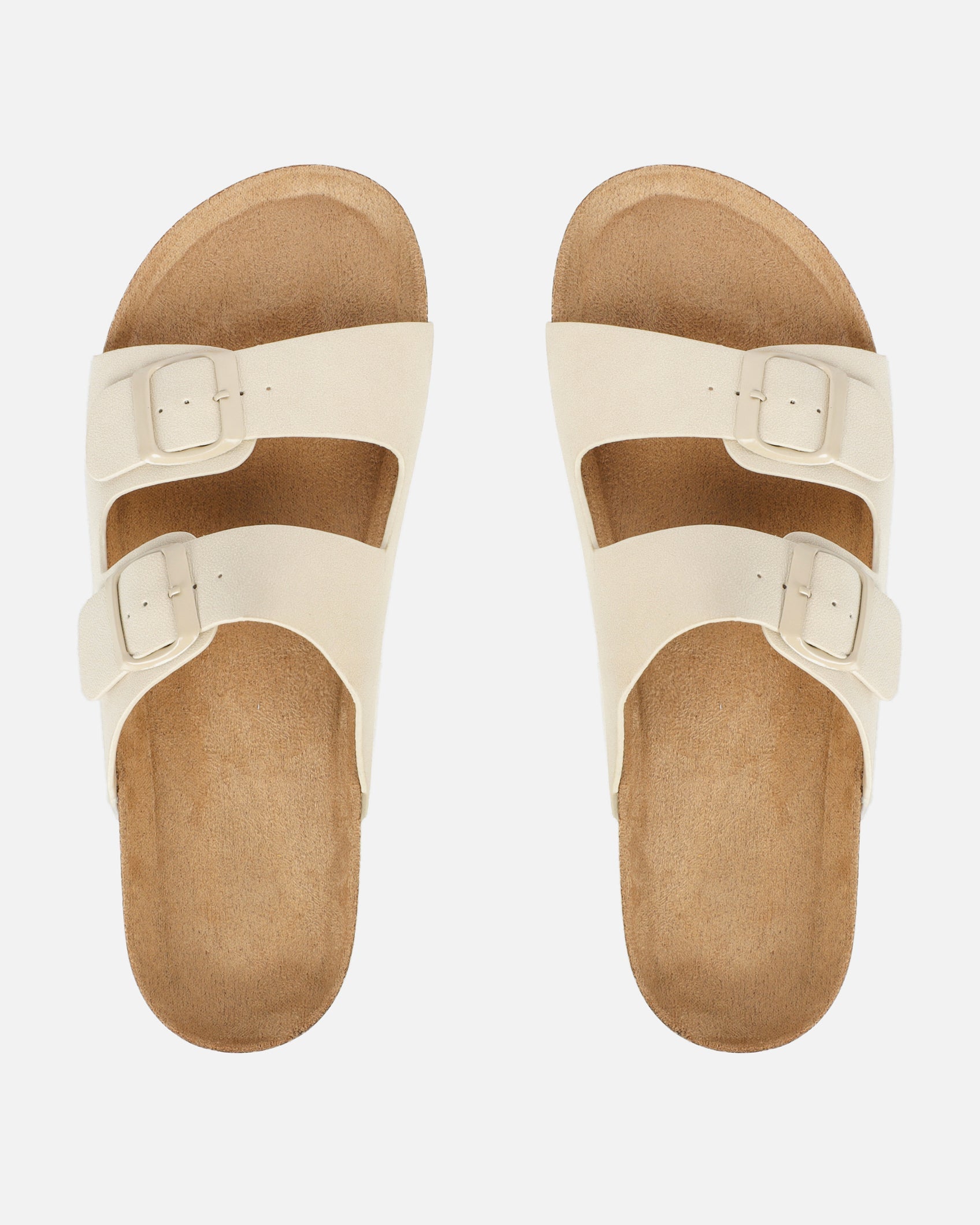 Olsen Cream Double Strap Flat Sandals