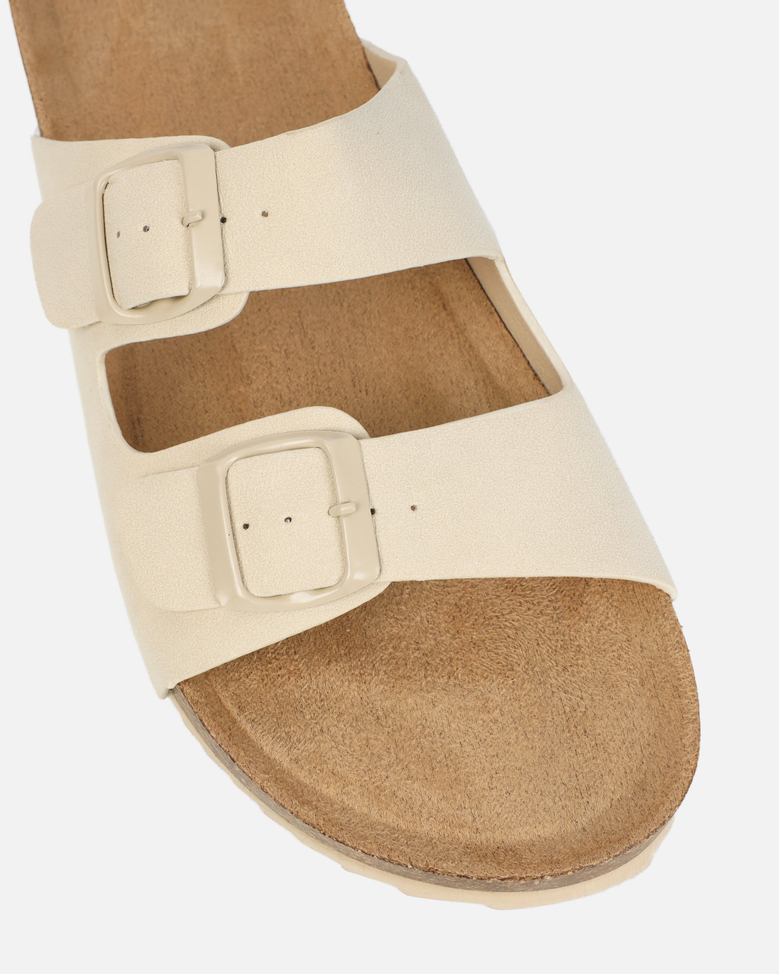 Olsen Cream Double Strap Flat Sandals