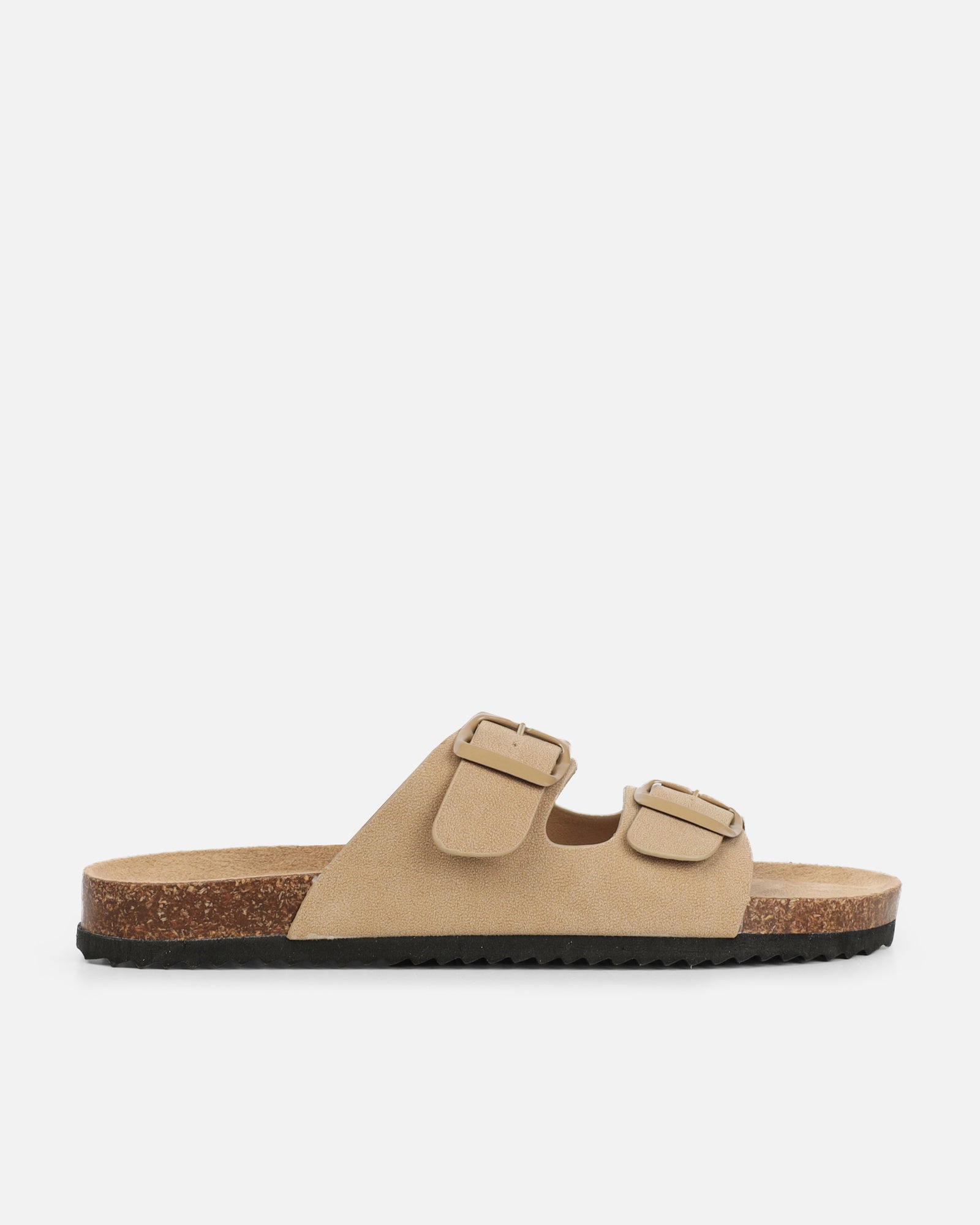Olsen Taupe Double Strap Flat Sandals