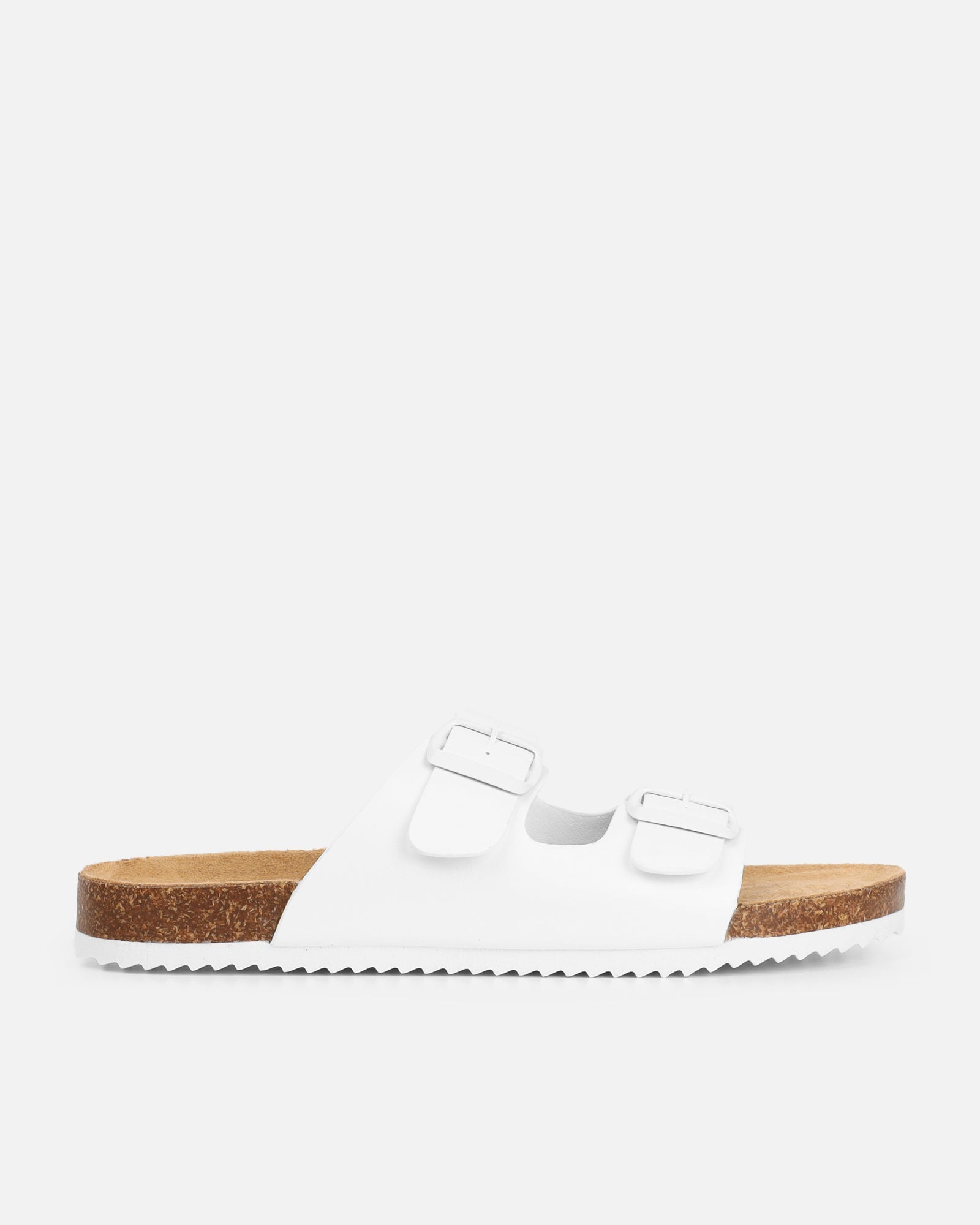 Olsen White Double Strap Flat Sandals